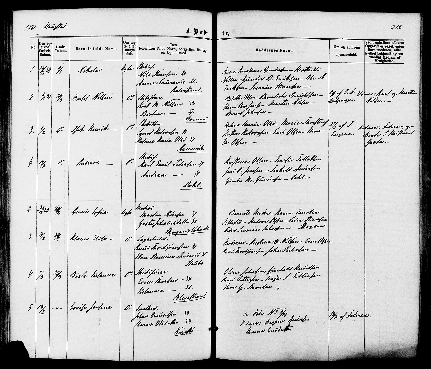 Dypvåg sokneprestkontor, AV/SAK-1111-0007/F/Fa/Faa/L0007: Parish register (official) no. A 7 /2, 1877-1884, p. 212