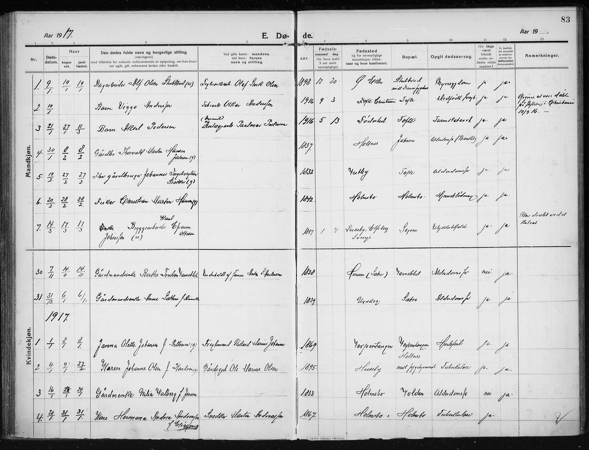 Hurum kirkebøker, SAKO/A-229/F/Fa/L0017: Parish register (official) no. 17, 1910-1925, p. 83