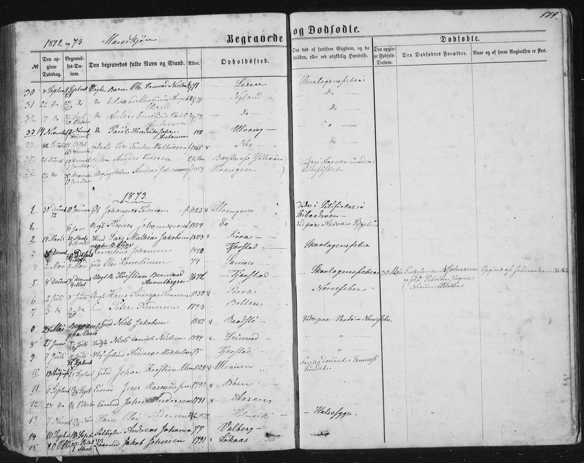 Ministerialprotokoller, klokkerbøker og fødselsregistre - Nordland, AV/SAT-A-1459/831/L0476: Parish register (copy) no. 831C03, 1866-1877, p. 179