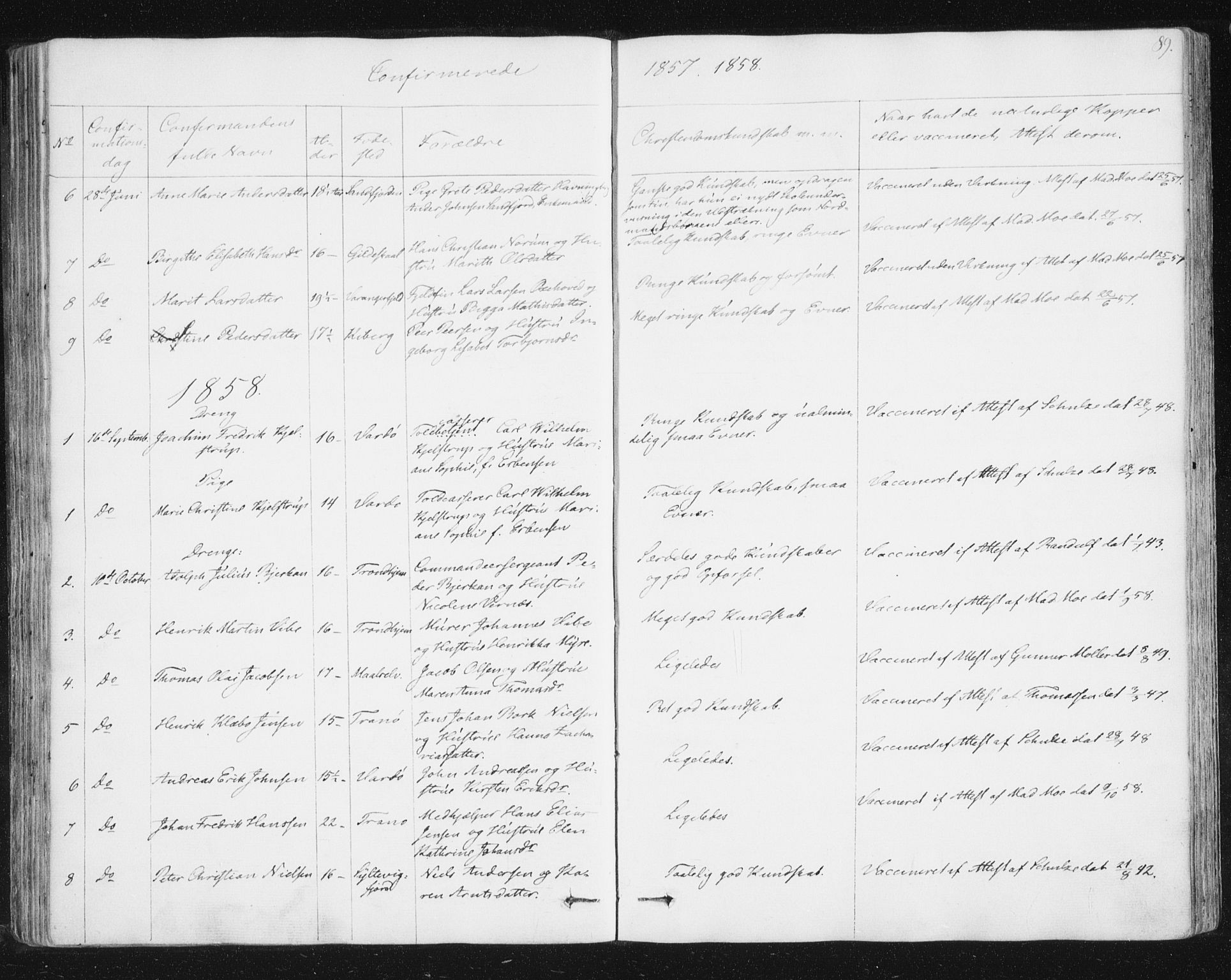 Vardø sokneprestkontor, SATØ/S-1332/H/Ha/L0003kirke: Parish register (official) no. 3, 1843-1861, p. 89
