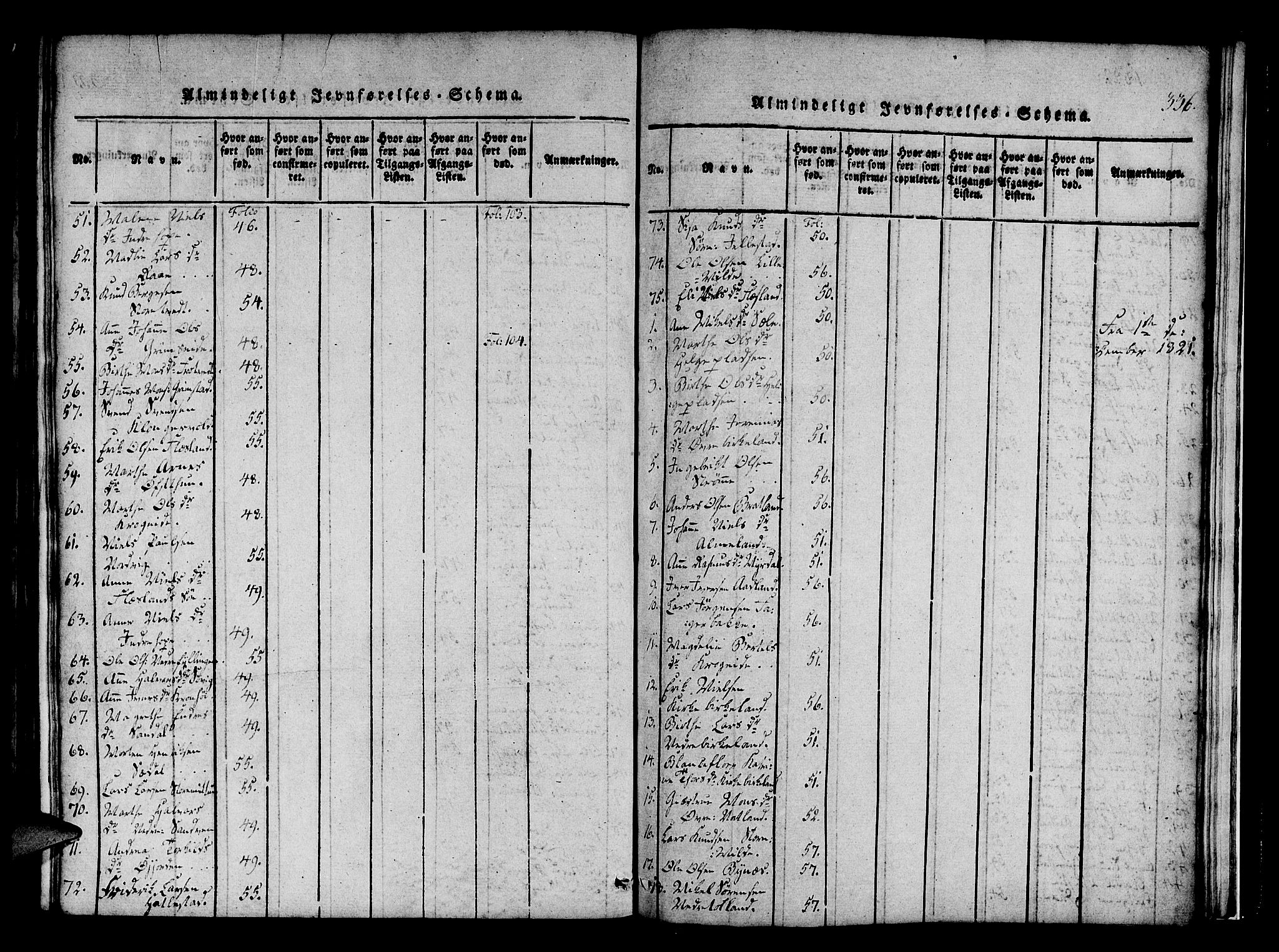 Fana Sokneprestembete, AV/SAB-A-75101/H/Haa/Haaa/L0007: Parish register (official) no. A 7, 1816-1828, p. 336