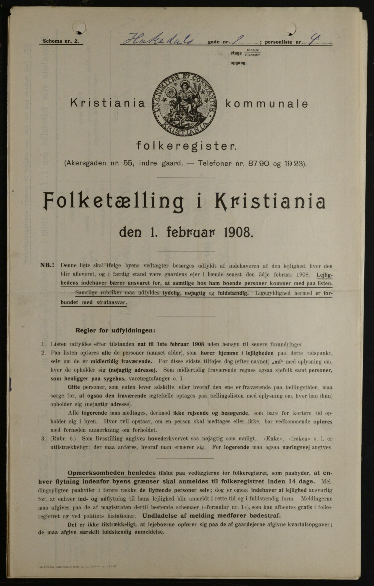 OBA, Municipal Census 1908 for Kristiania, 1908, p. 30731