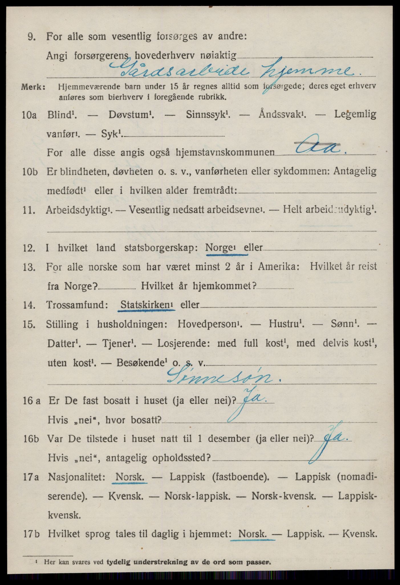 SAT, 1920 census for Å, 1920, p. 3971