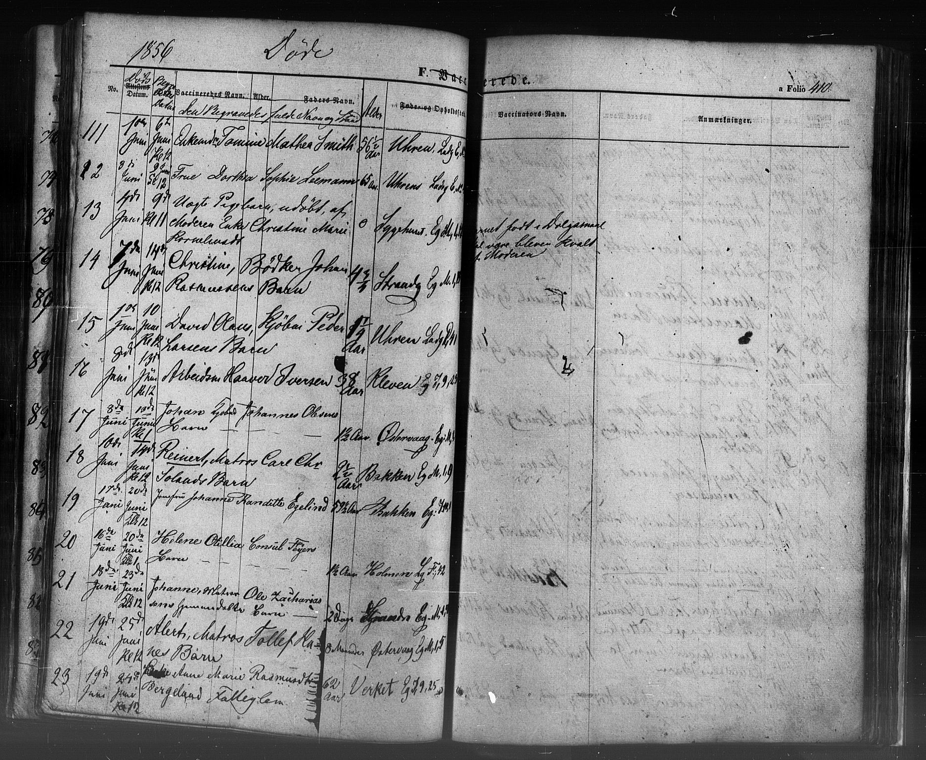 Domkirken sokneprestkontor, SAST/A-101812/001/30/30BB/L0009: Parish register (copy) no. B 9, 1850-1858, p. 410