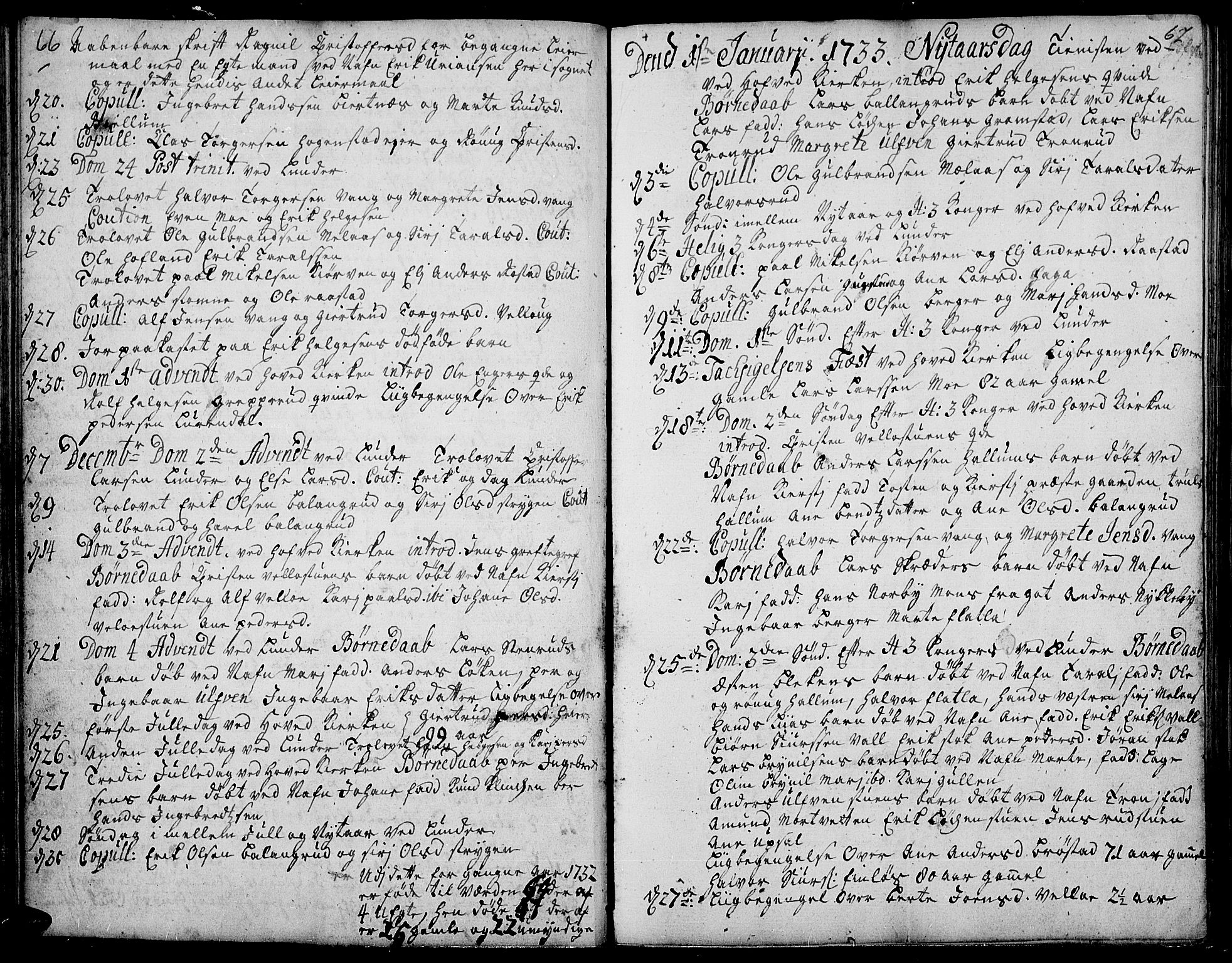Jevnaker prestekontor, SAH/PREST-116/H/Ha/Haa/L0002: Parish register (official) no. 2, 1725-1751, p. 66-67