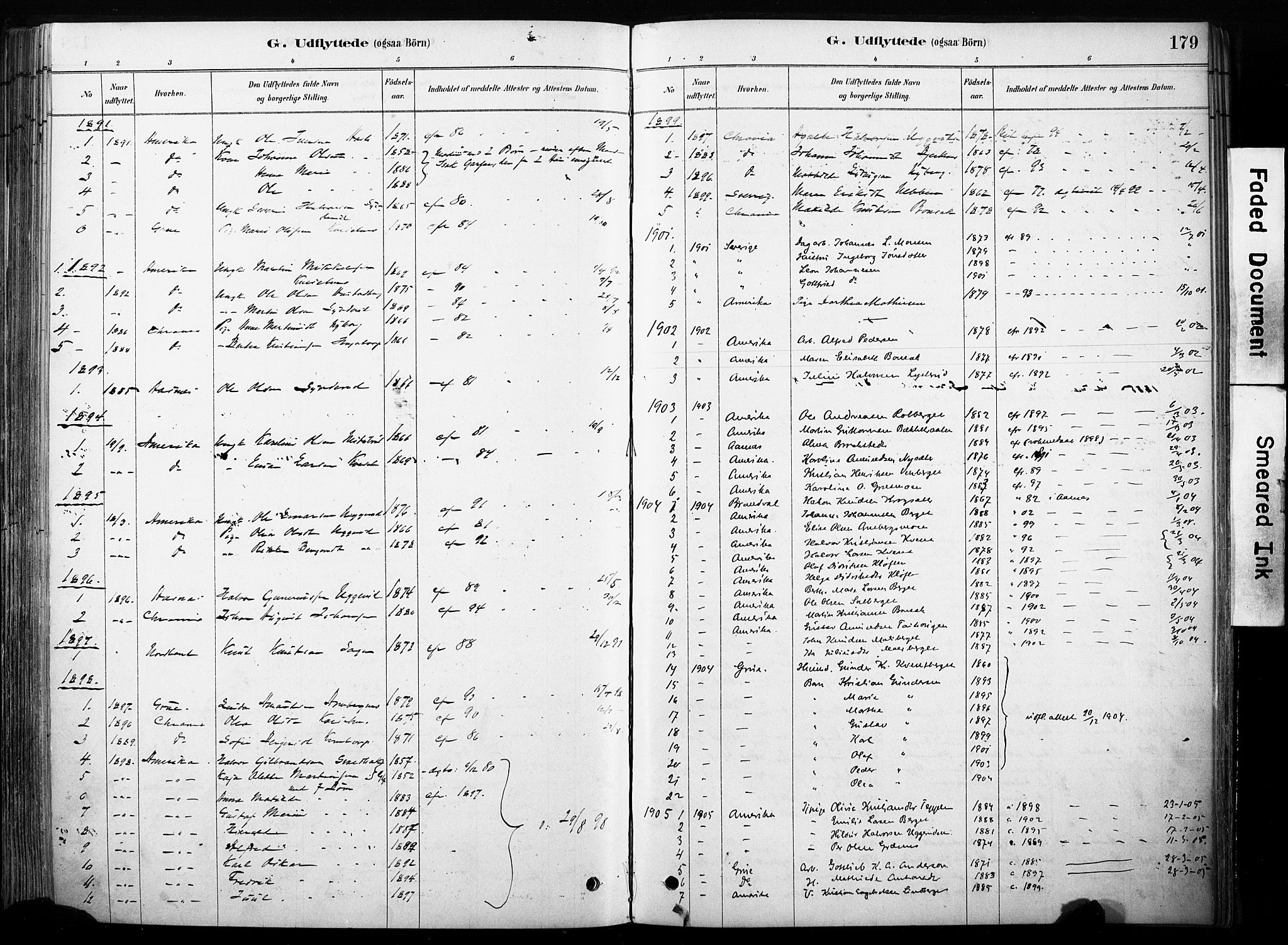 Hof prestekontor, SAH/PREST-038/H/Ha/Haa/L0011: Parish register (official) no. 11, 1879-1911, p. 179