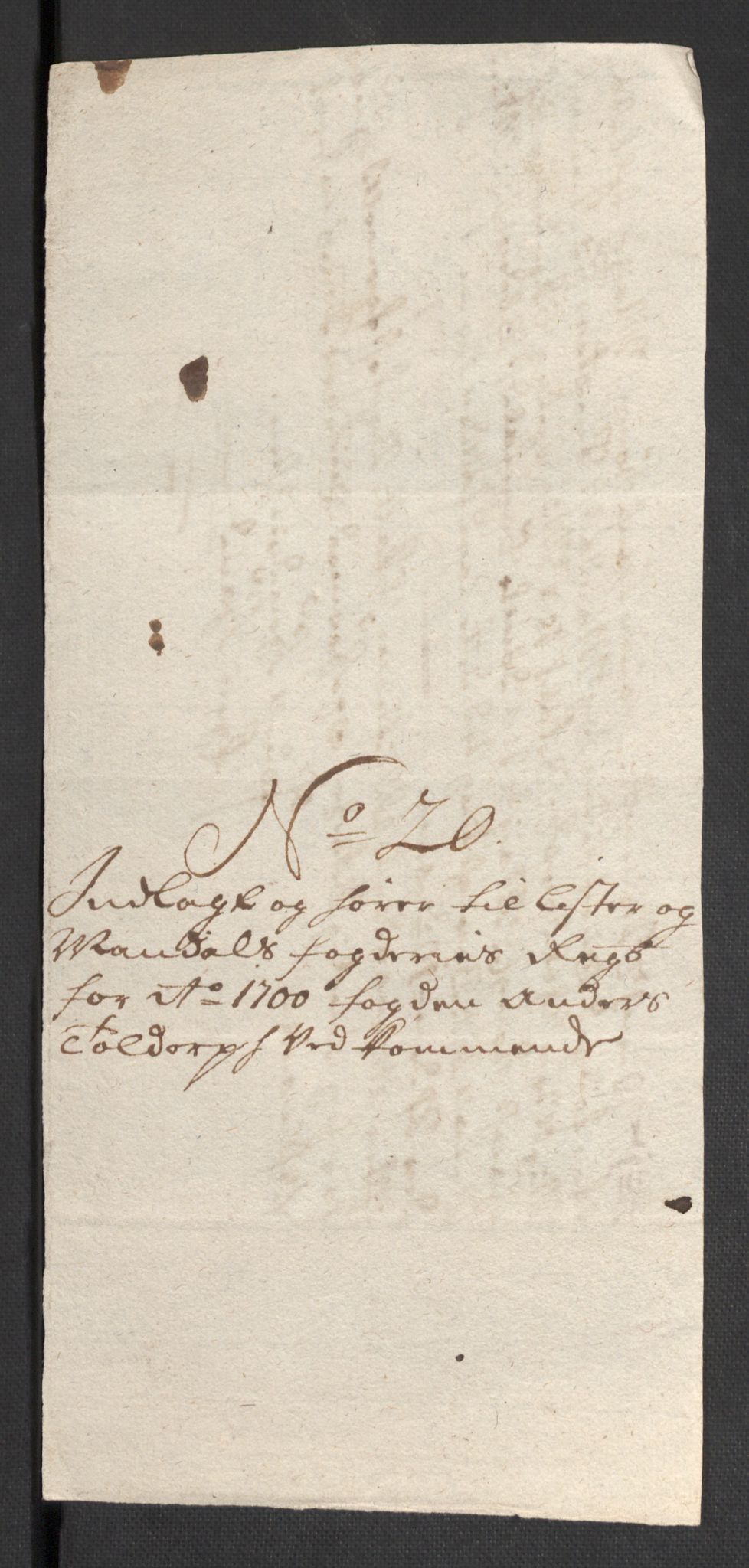 Rentekammeret inntil 1814, Reviderte regnskaper, Fogderegnskap, AV/RA-EA-4092/R43/L2548: Fogderegnskap Lista og Mandal, 1700, p. 183