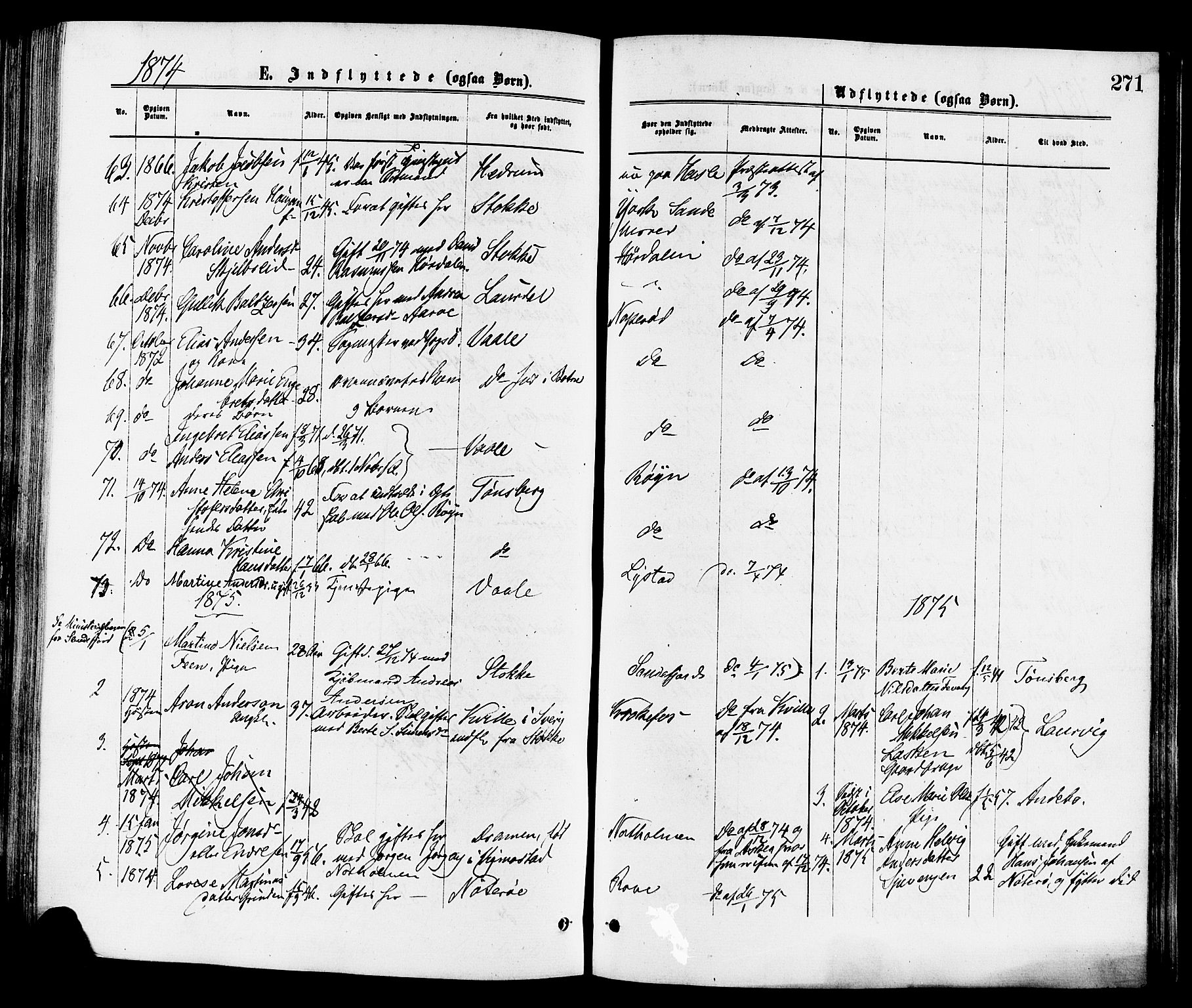 Sandar kirkebøker, SAKO/A-243/F/Fa/L0011: Parish register (official) no. 11, 1872-1882, p. 271