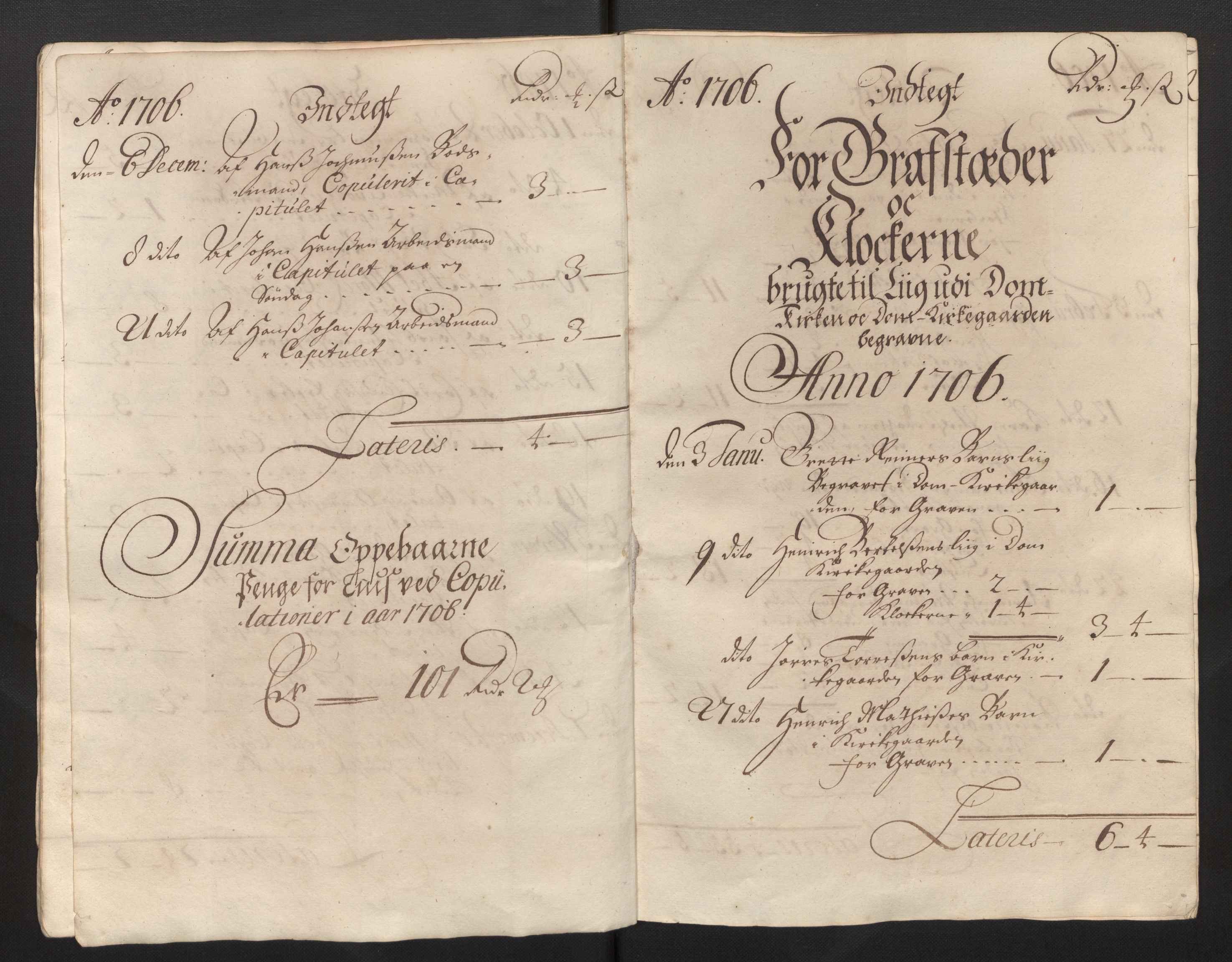 Stiftamtmannen i Bergen, AV/SAB-A-100006/F/Fb/Fbb/0001 / Lnr. 1737 - Domkirken: Rekneskapar, 1706-1721