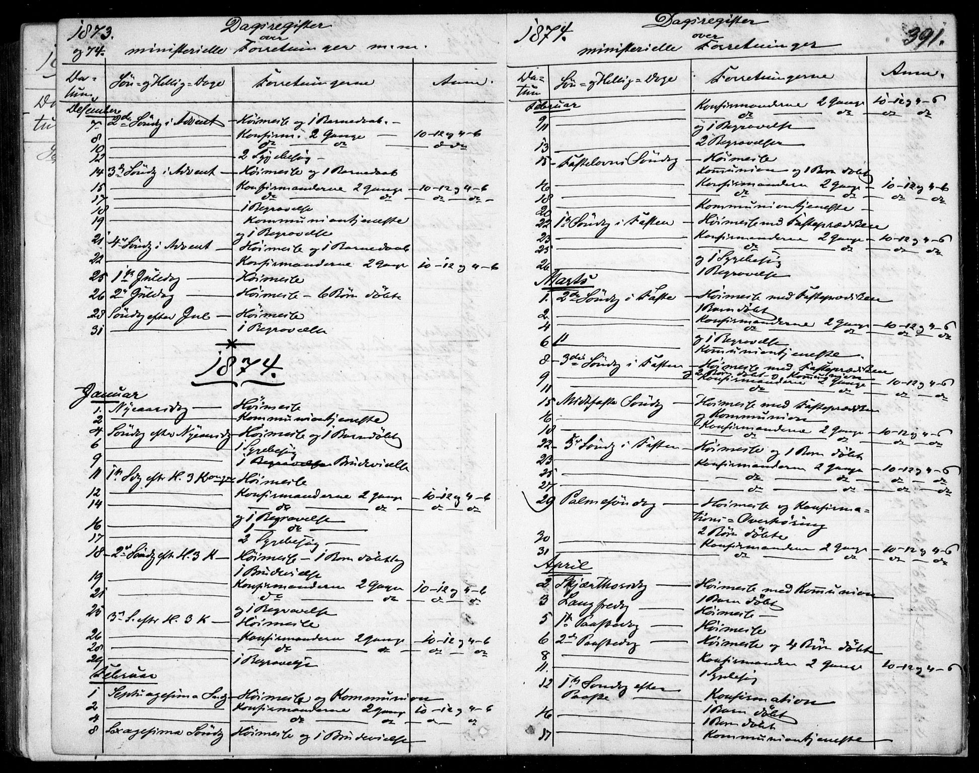 Garnisonsmenigheten Kirkebøker, SAO/A-10846/F/Fa/L0011: Parish register (official) no. 11, 1870-1880, p. 391