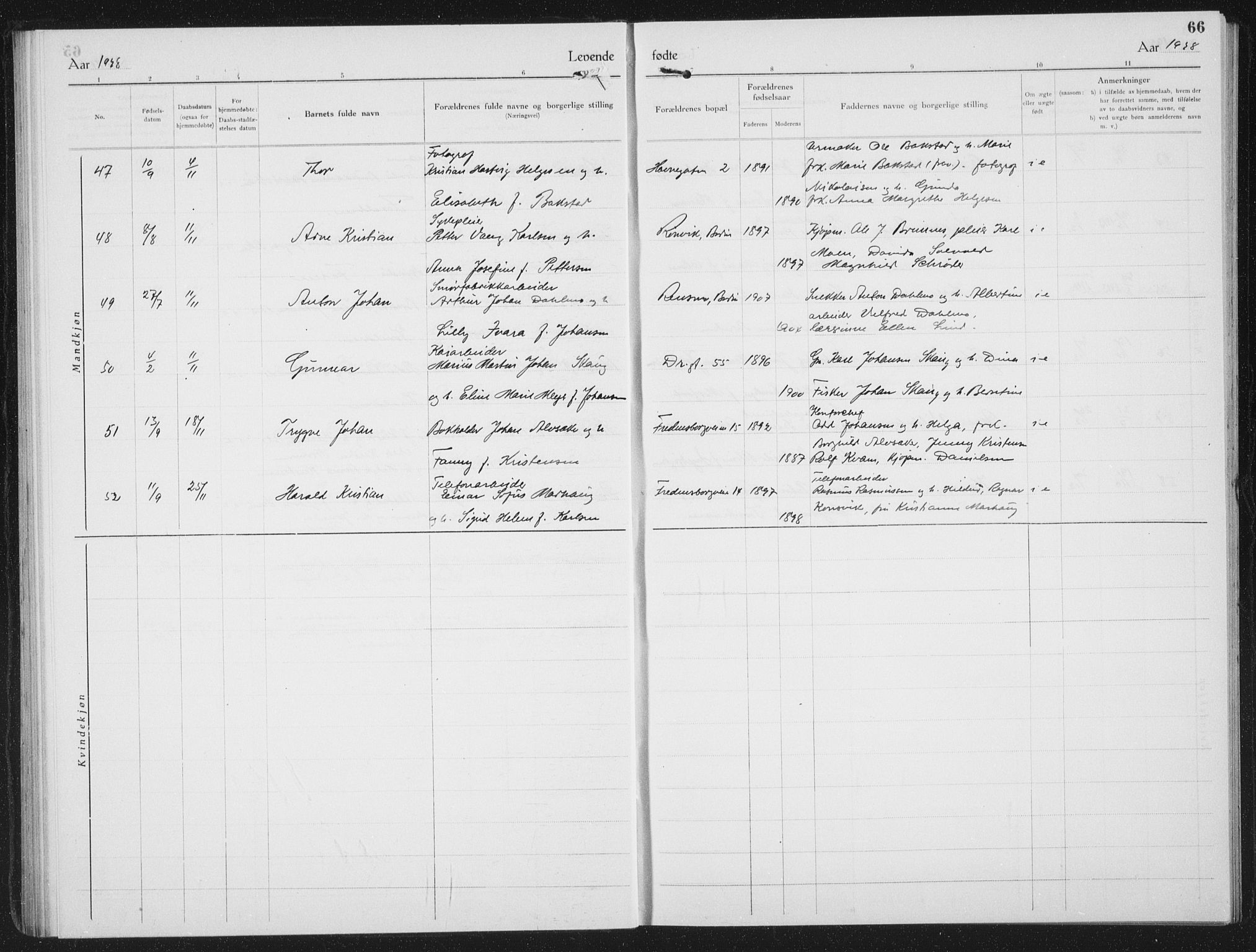 Ministerialprotokoller, klokkerbøker og fødselsregistre - Nordland, AV/SAT-A-1459/801/L0037: Parish register (copy) no. 801C12, 1921-1937, p. 66