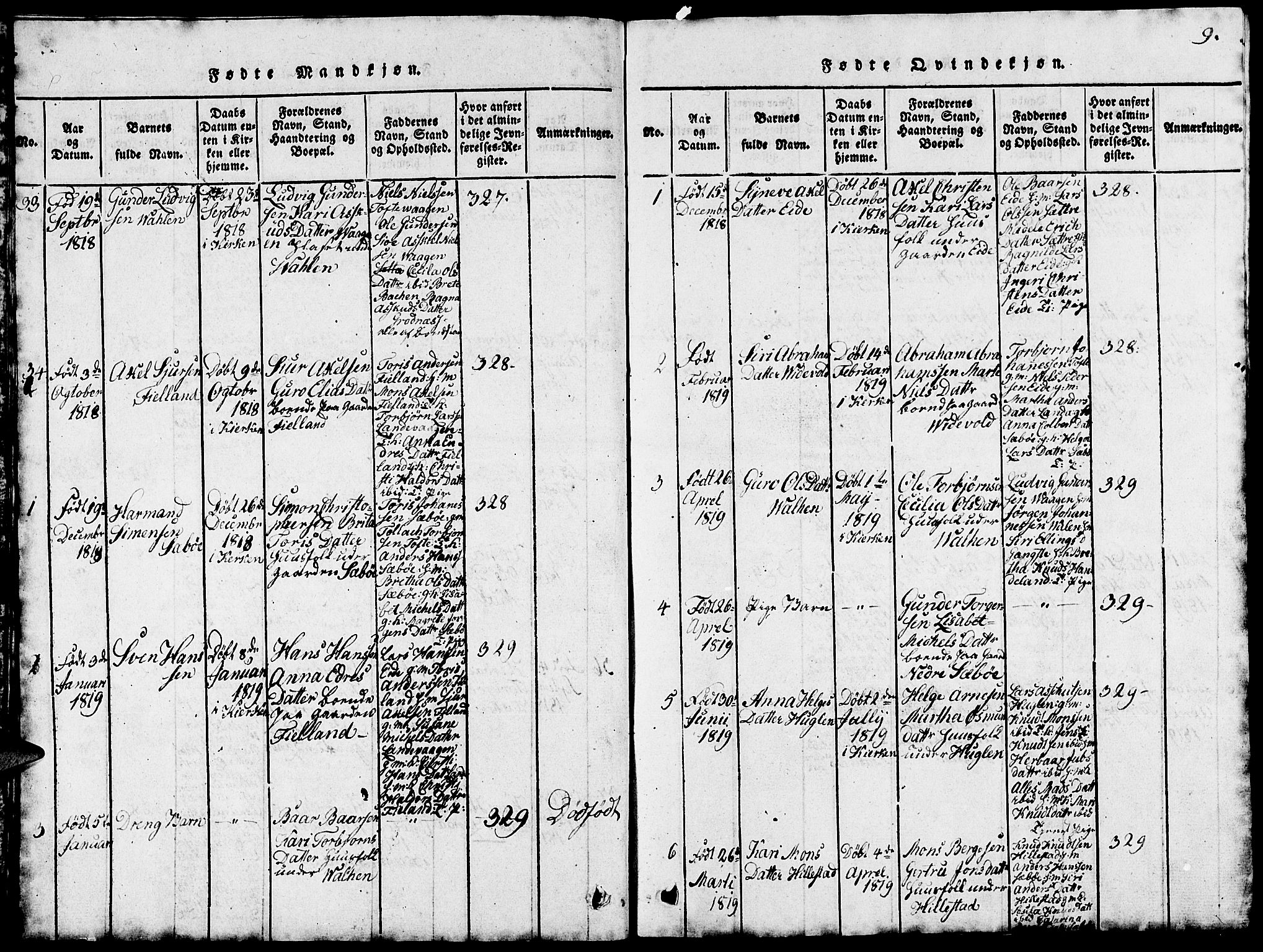 Fjelberg sokneprestembete, AV/SAB-A-75201/H/Hab: Parish register (copy) no. B 1, 1815-1823, p. 9