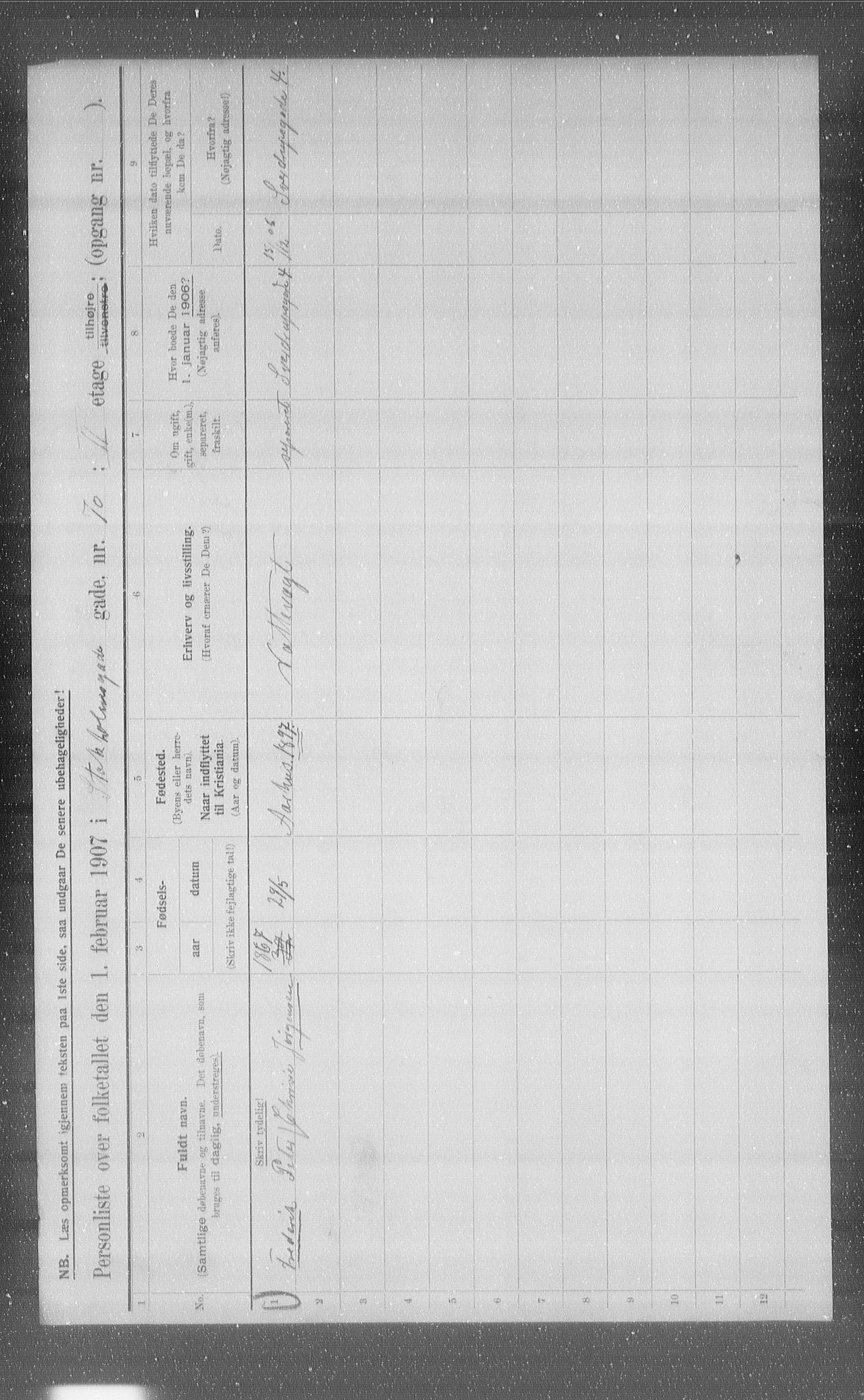 OBA, Municipal Census 1907 for Kristiania, 1907, p. 52196