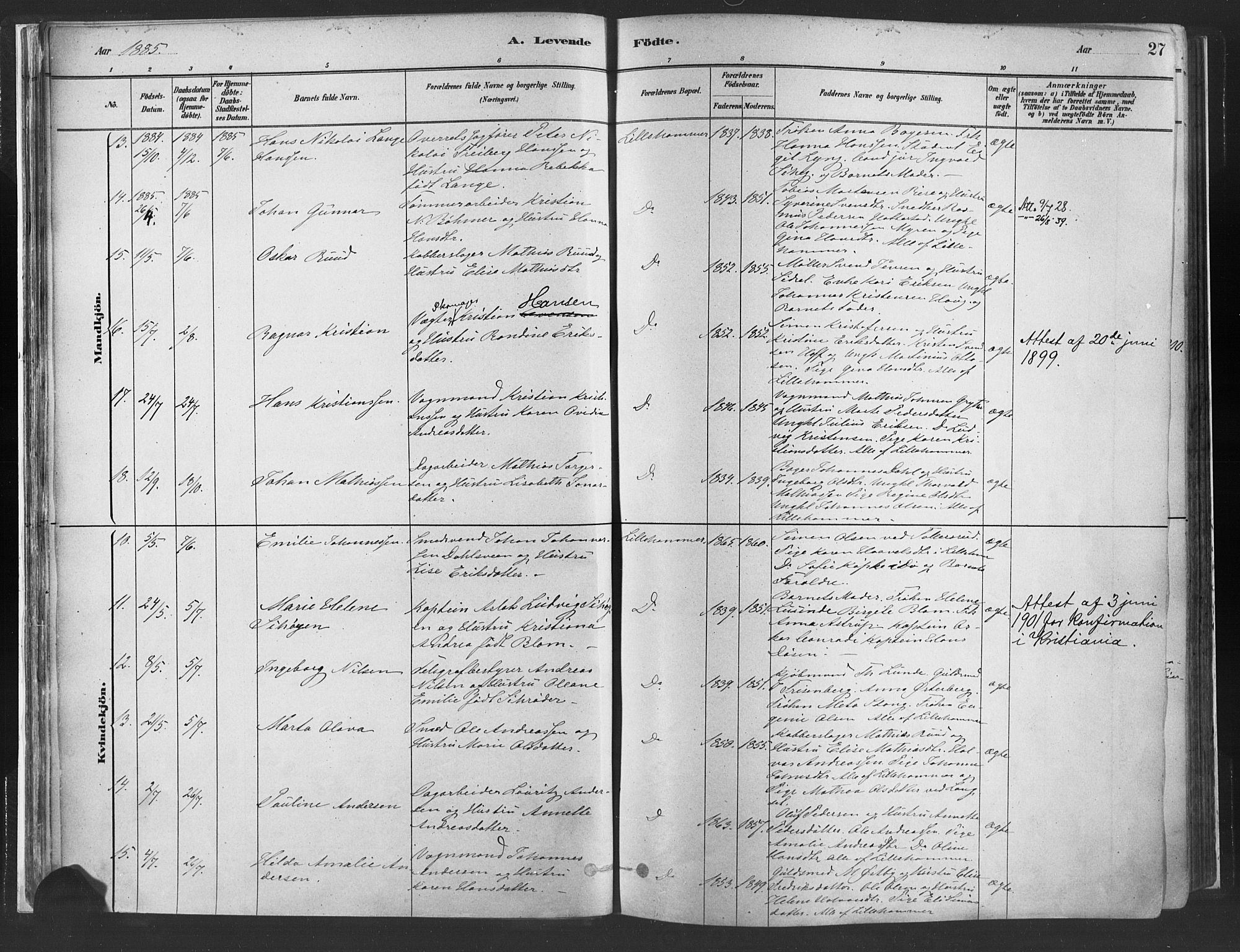 Fåberg prestekontor, SAH/PREST-086/H/Ha/Haa/L0010: Parish register (official) no. 10, 1879-1900, p. 27