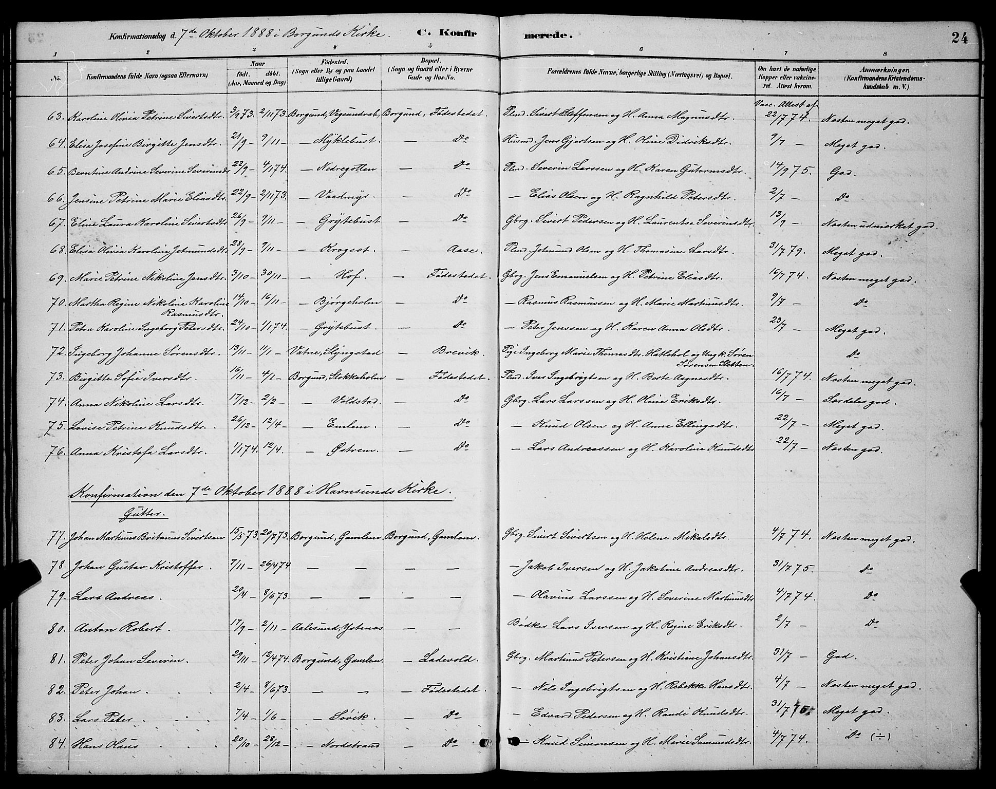 Ministerialprotokoller, klokkerbøker og fødselsregistre - Møre og Romsdal, SAT/A-1454/528/L0430: Parish register (copy) no. 528C11, 1884-1899, p. 24