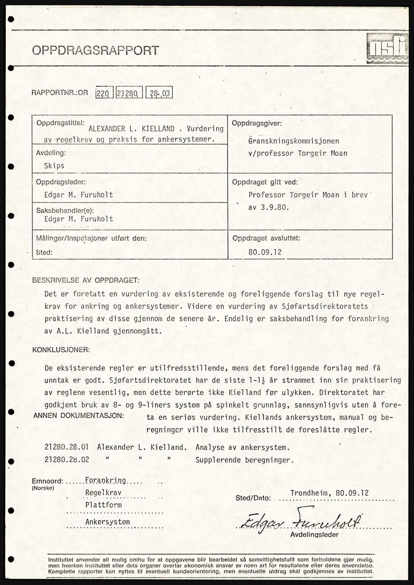 Justisdepartementet, Granskningskommisjonen ved Alexander Kielland-ulykken 27.3.1980, AV/RA-S-1165/D/L0021: V Forankring (Doku.liste + V1-V3 av 3)/W Materialundersøkelser (Doku.liste + W1-W10 av 10 - W9 eske 26), 1980-1981, p. 47