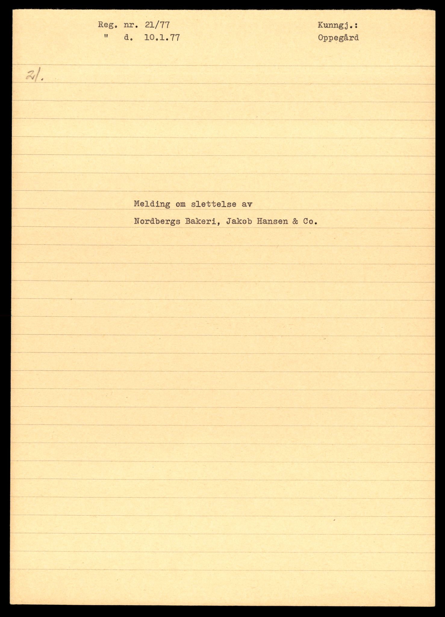 Indre Follo tingrett, AV/SAT-A-10086/K/Kb/Kba/L0005: Enkeltmannsforetak, No - Sh, 1944-1990, p. 1