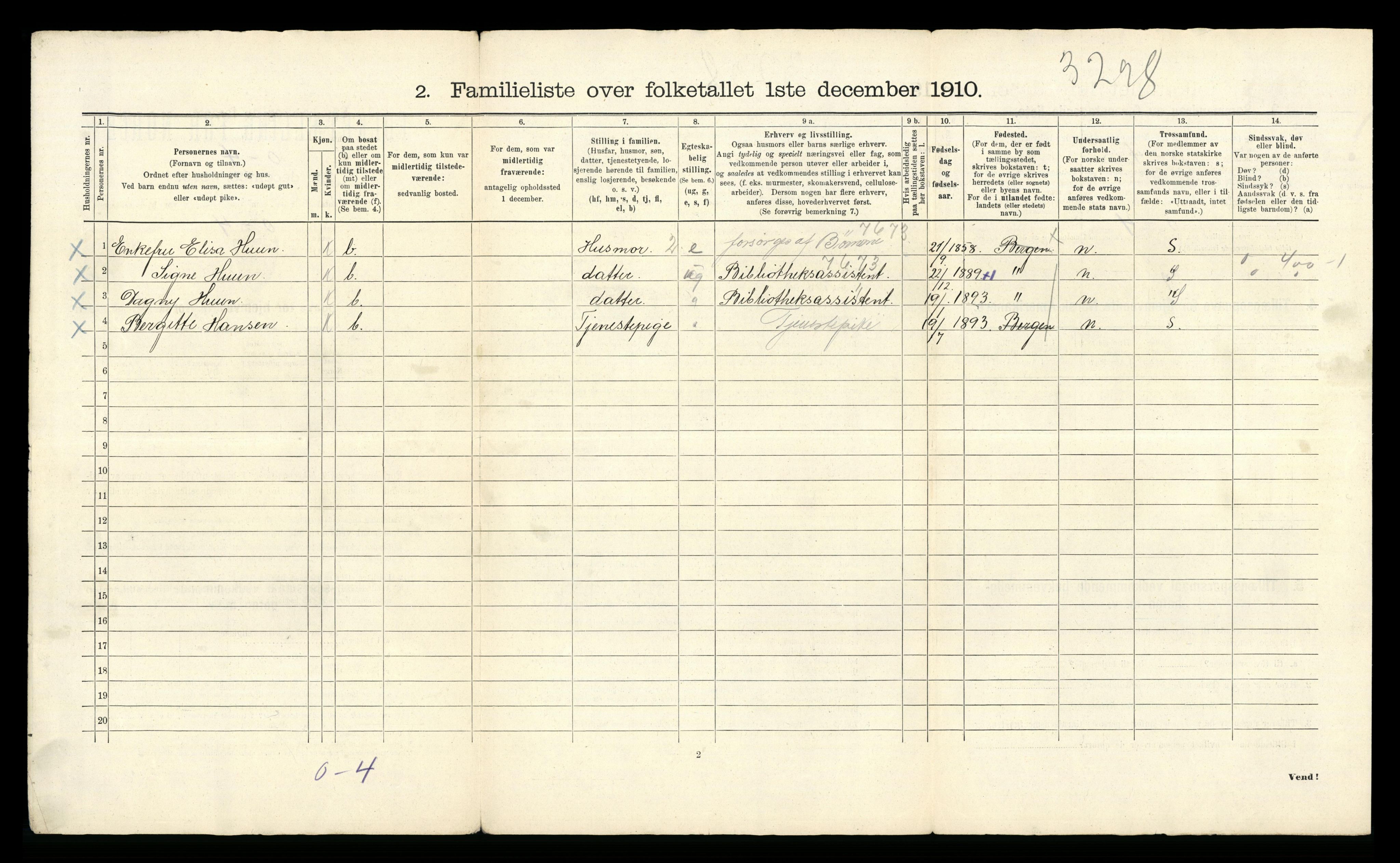 RA, 1910 census for Bergen, 1910, p. 4454