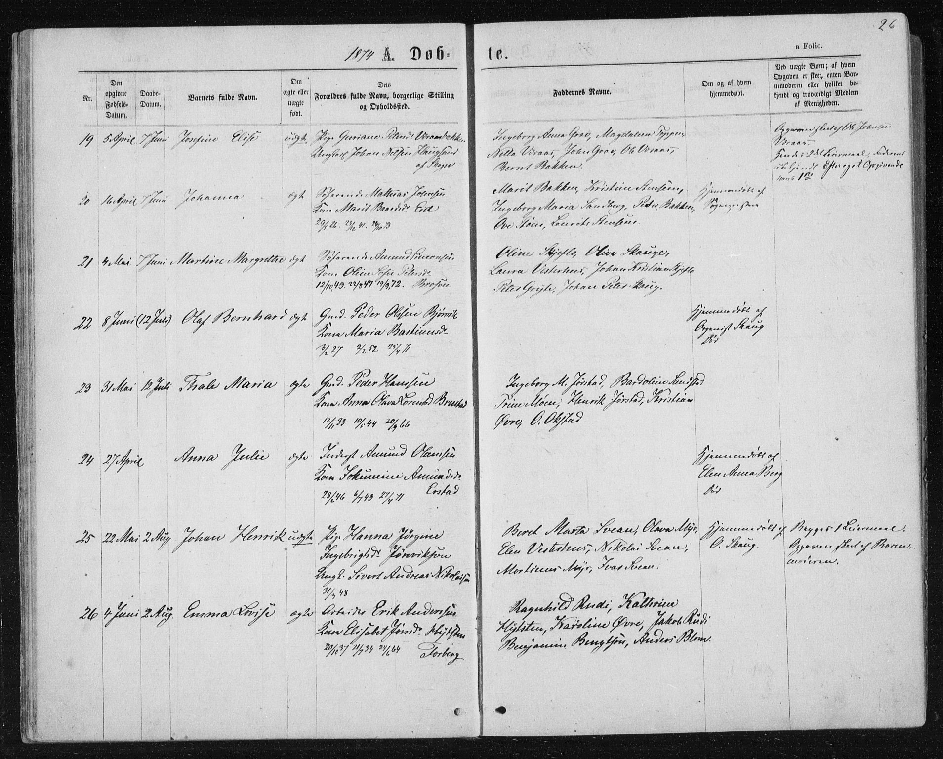 Ministerialprotokoller, klokkerbøker og fødselsregistre - Nord-Trøndelag, AV/SAT-A-1458/722/L0219: Parish register (official) no. 722A06, 1868-1880, p. 26