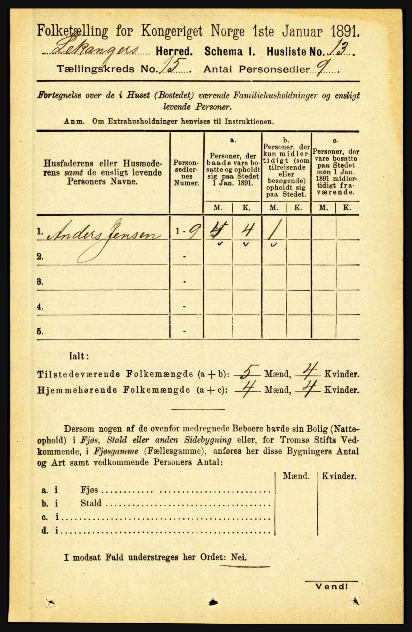 RA, 1891 census for 1419 Leikanger, 1891, p. 2836