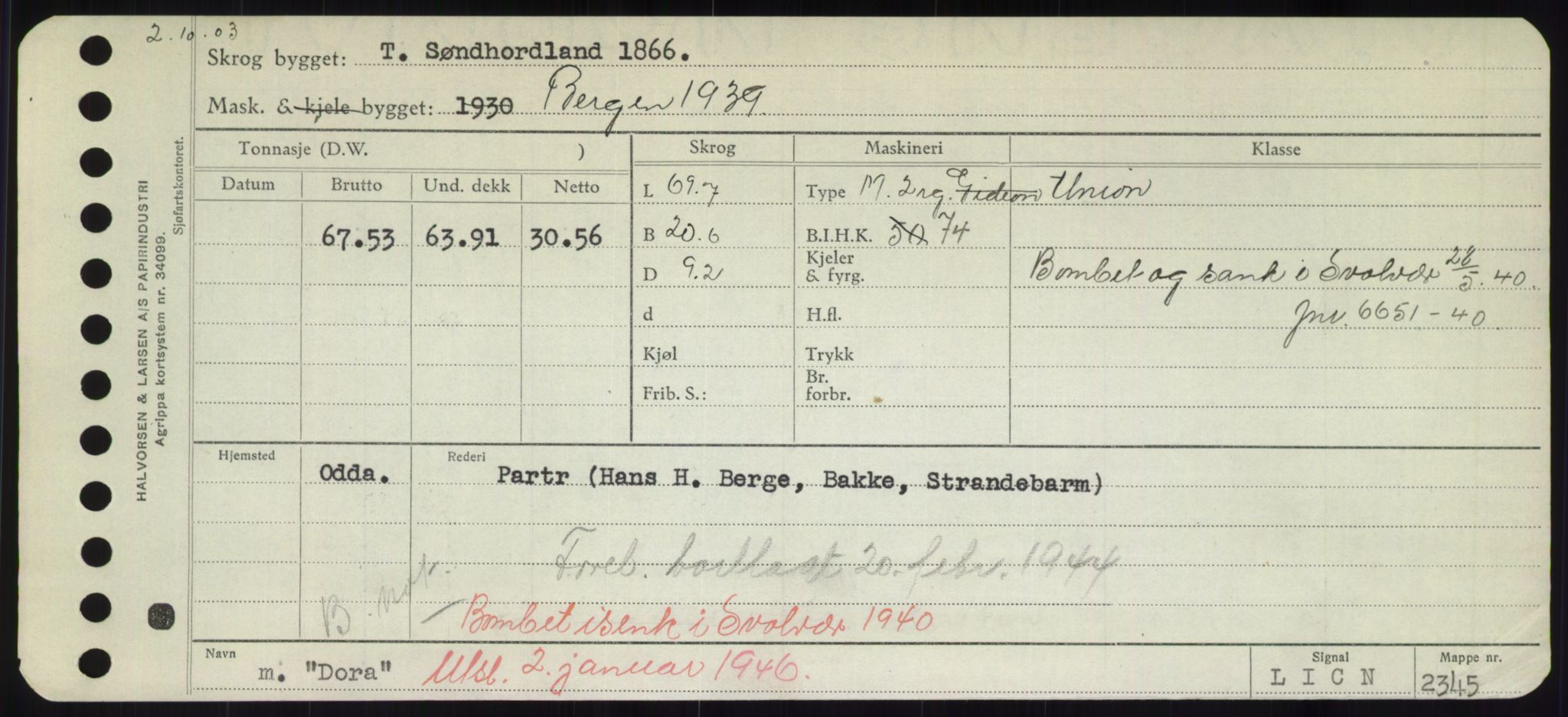 Sjøfartsdirektoratet med forløpere, Skipsmålingen, RA/S-1627/H/Hd/L0008: Fartøy, C-D, p. 577