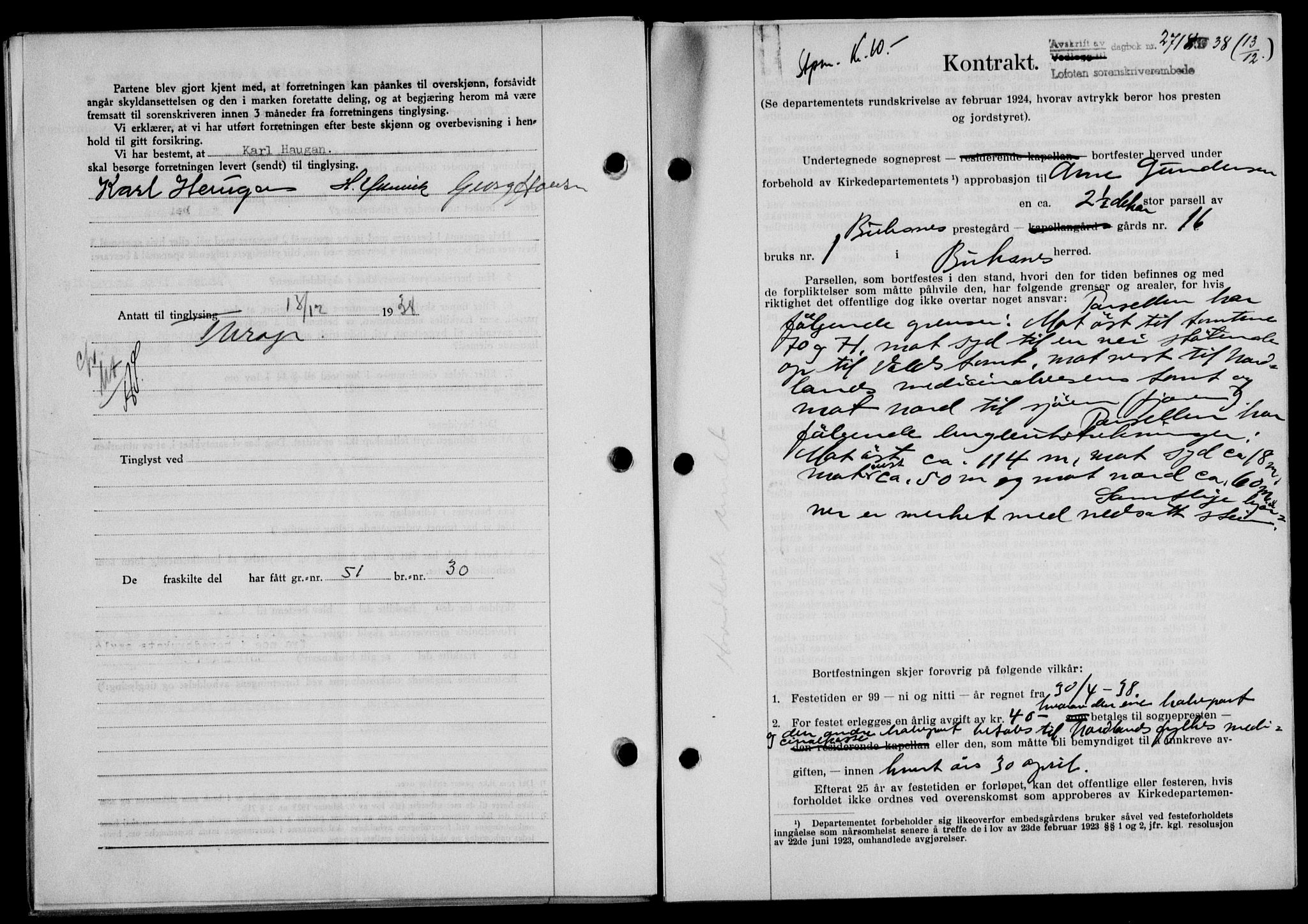 Lofoten sorenskriveri, SAT/A-0017/1/2/2C/L0005a: Mortgage book no. 5a, 1939-1939, Diary no: : 2714/1938