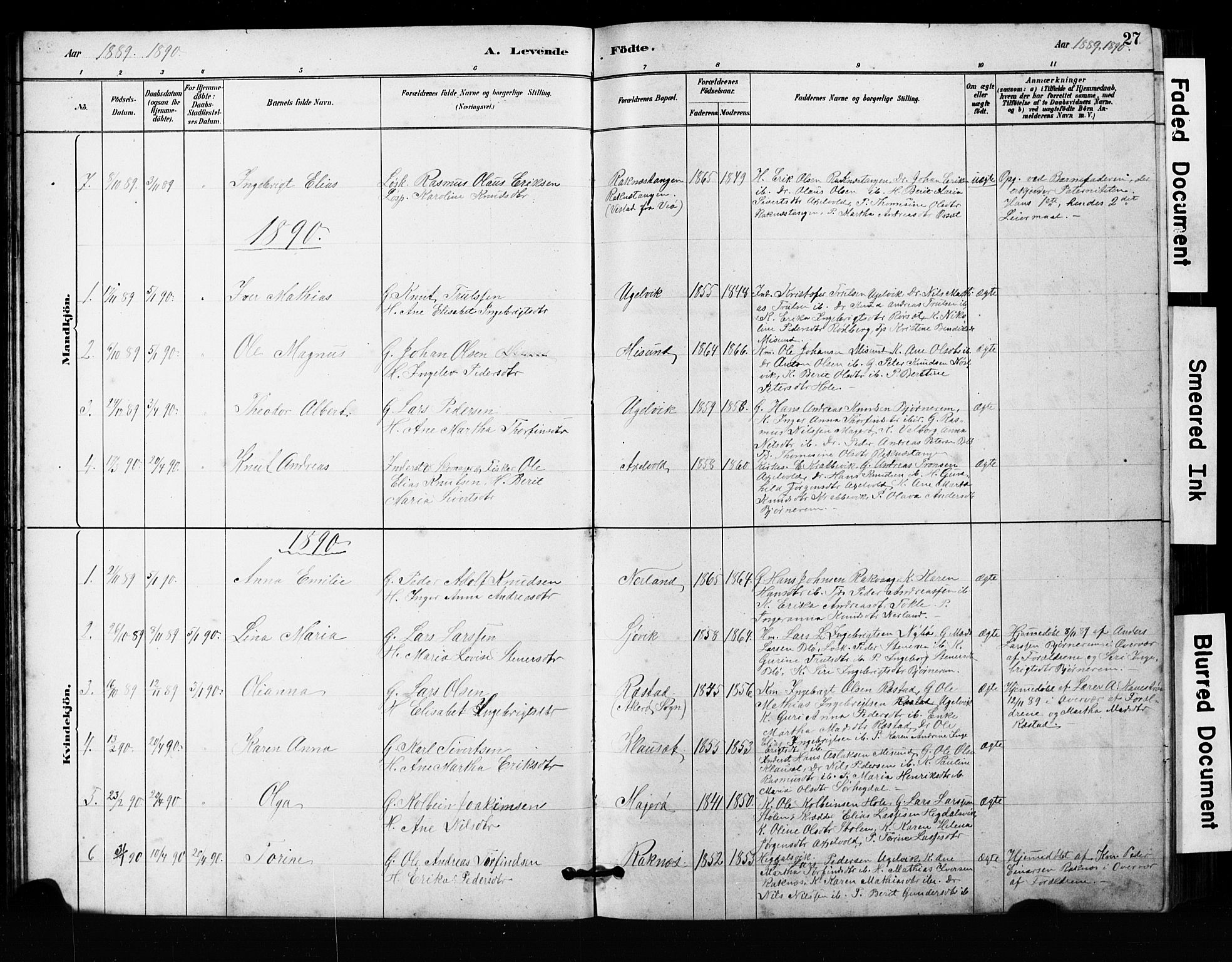 Ministerialprotokoller, klokkerbøker og fødselsregistre - Møre og Romsdal, SAT/A-1454/563/L0737: Parish register (copy) no. 563C01, 1878-1916, p. 27