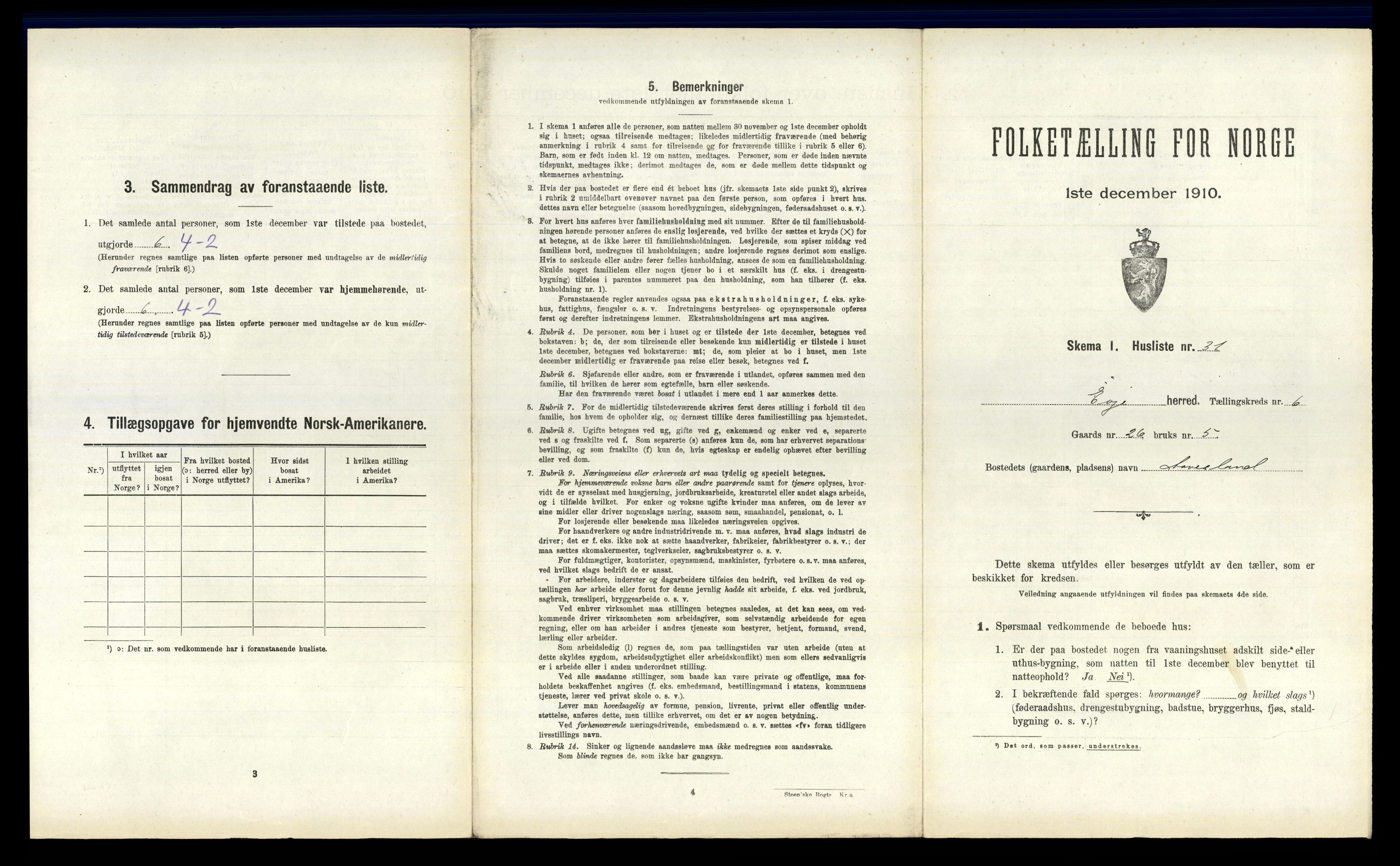 RA, 1910 census for Evje, 1910, p. 260