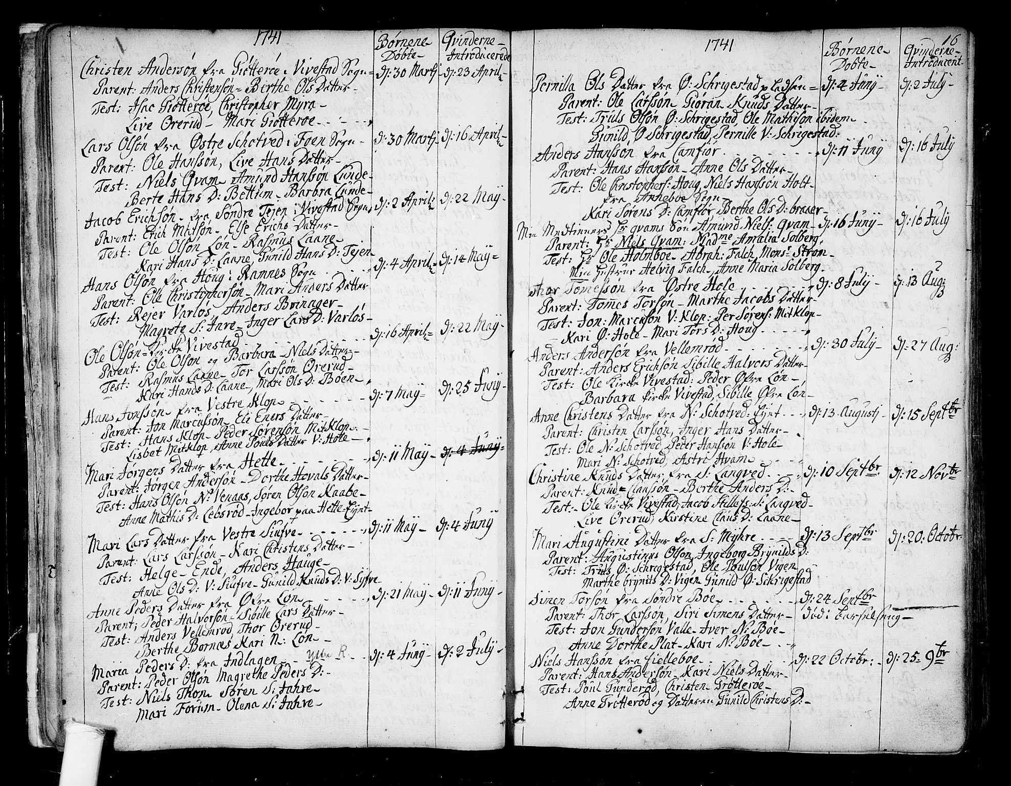 Ramnes kirkebøker, AV/SAKO-A-314/F/Fa/L0001: Parish register (official) no. I 1, 1732-1774, p. 16