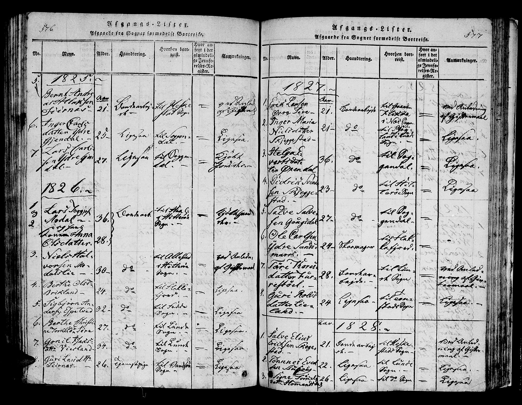 Bakke sokneprestkontor, AV/SAK-1111-0002/F/Fa/Faa/L0003: Parish register (official) no. A 3, 1815-1835, p. 576-577