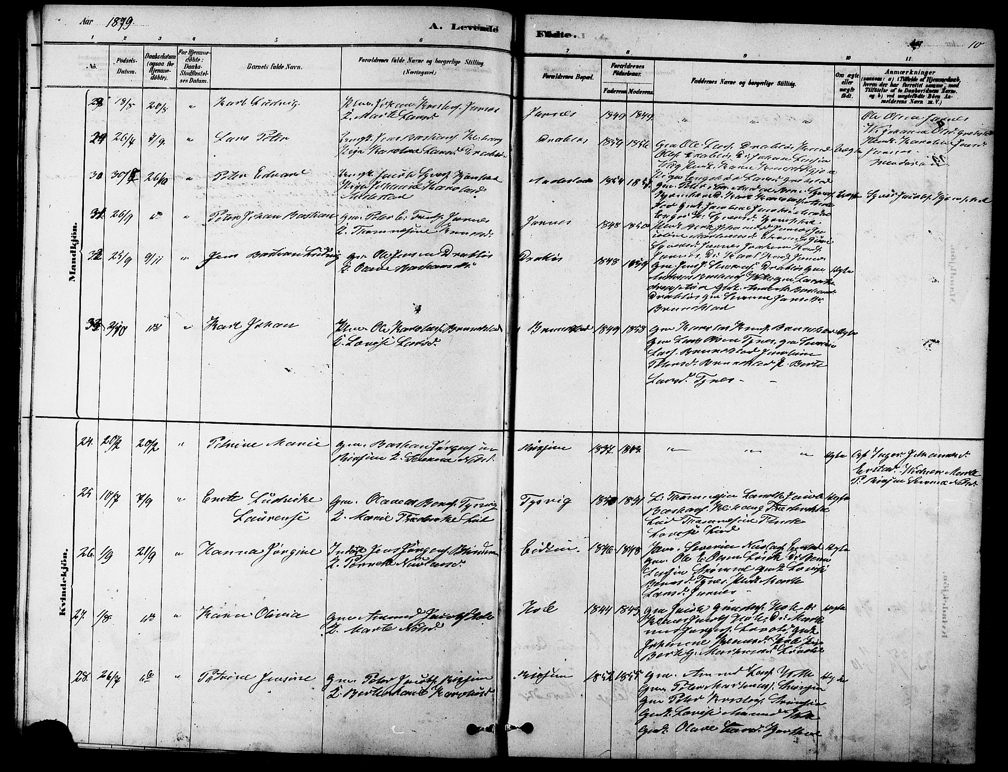 Ministerialprotokoller, klokkerbøker og fødselsregistre - Møre og Romsdal, AV/SAT-A-1454/523/L0339: Parish register (copy) no. 523C02, 1878-1891, p. 10