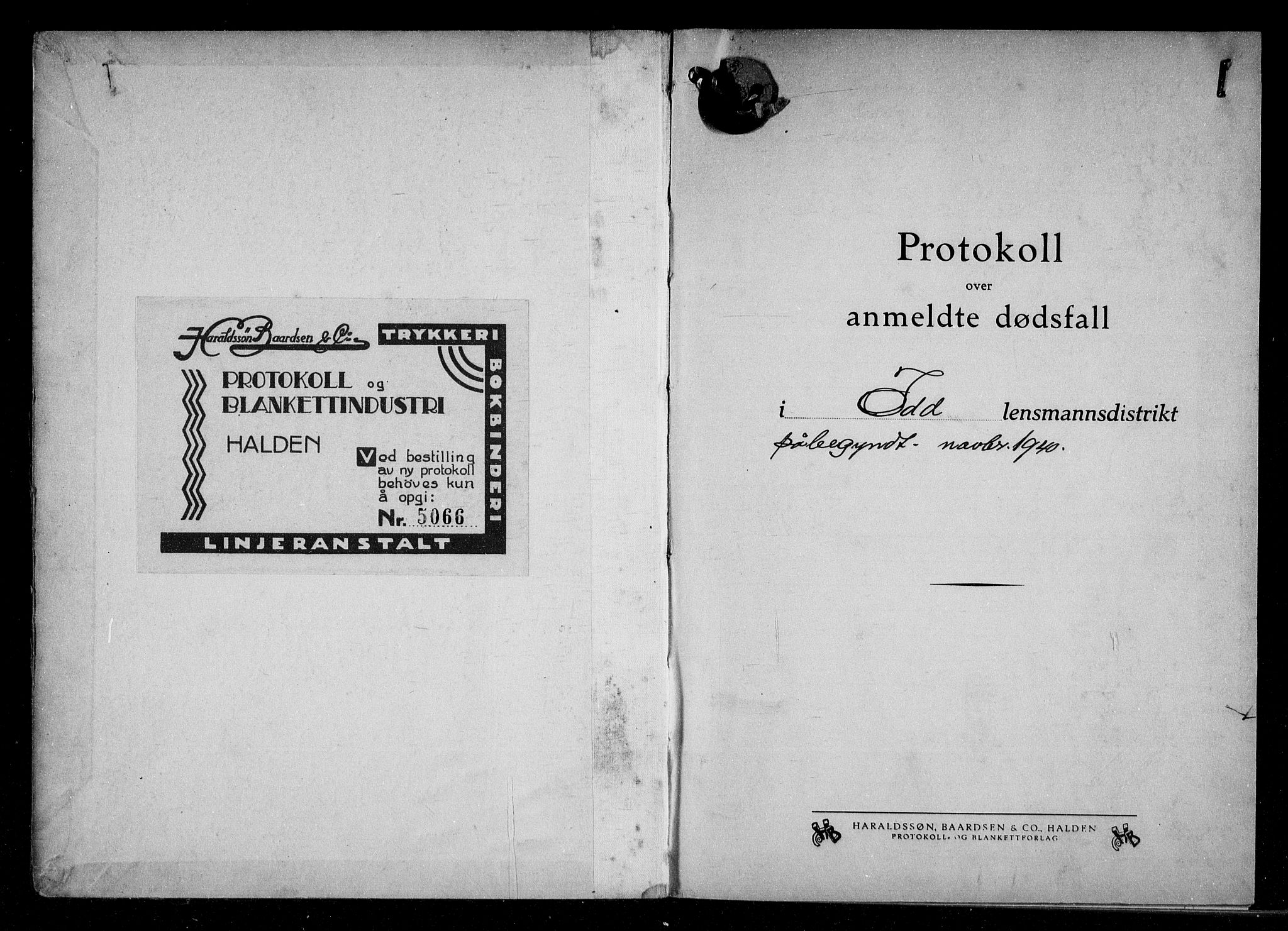 Idd lensmannsarkiv, SAO/A-10633/H/Ha/L0009: Dødsfallsprotokoll, 1940-1945