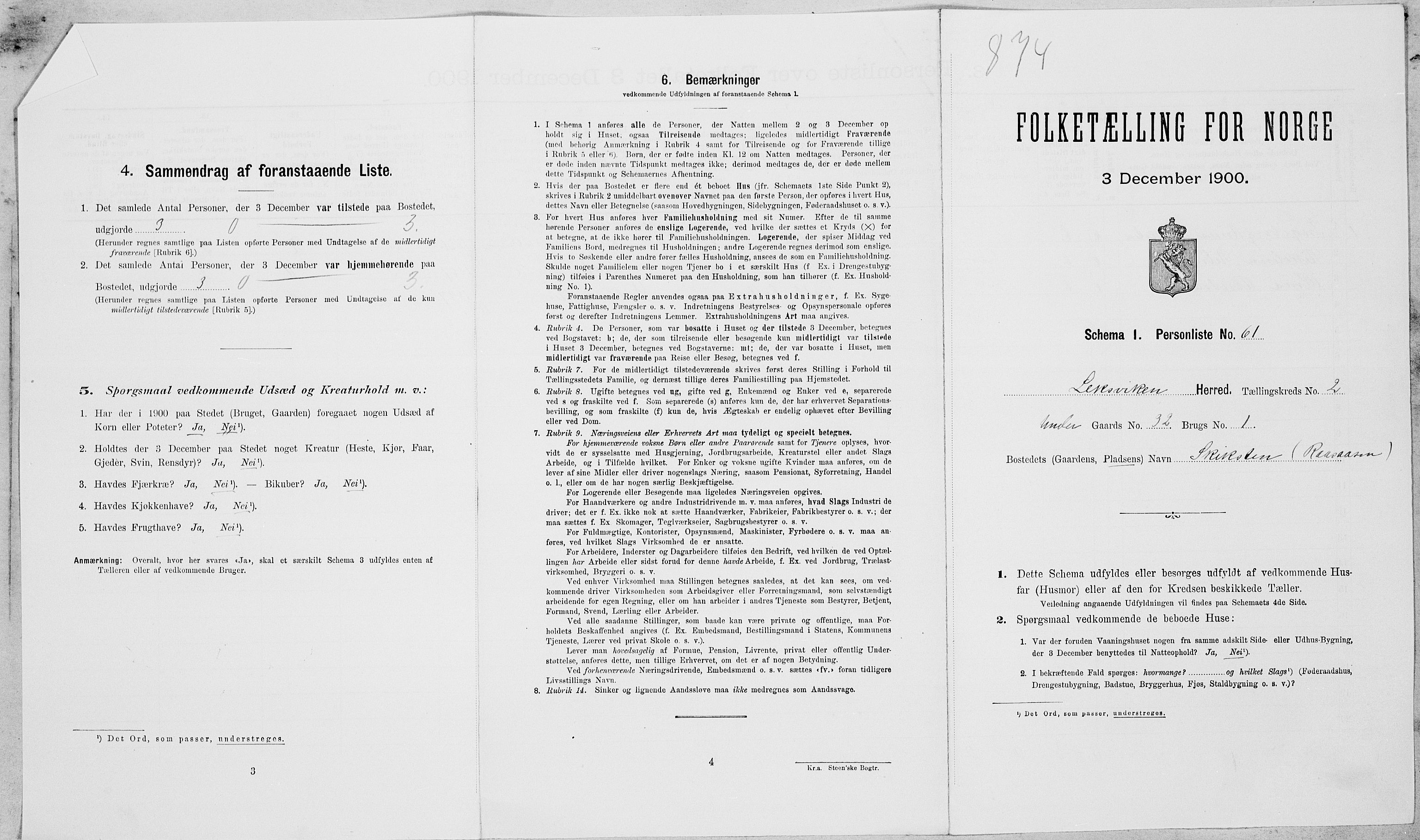 SAT, 1900 census for Leksvik, 1900, p. 278