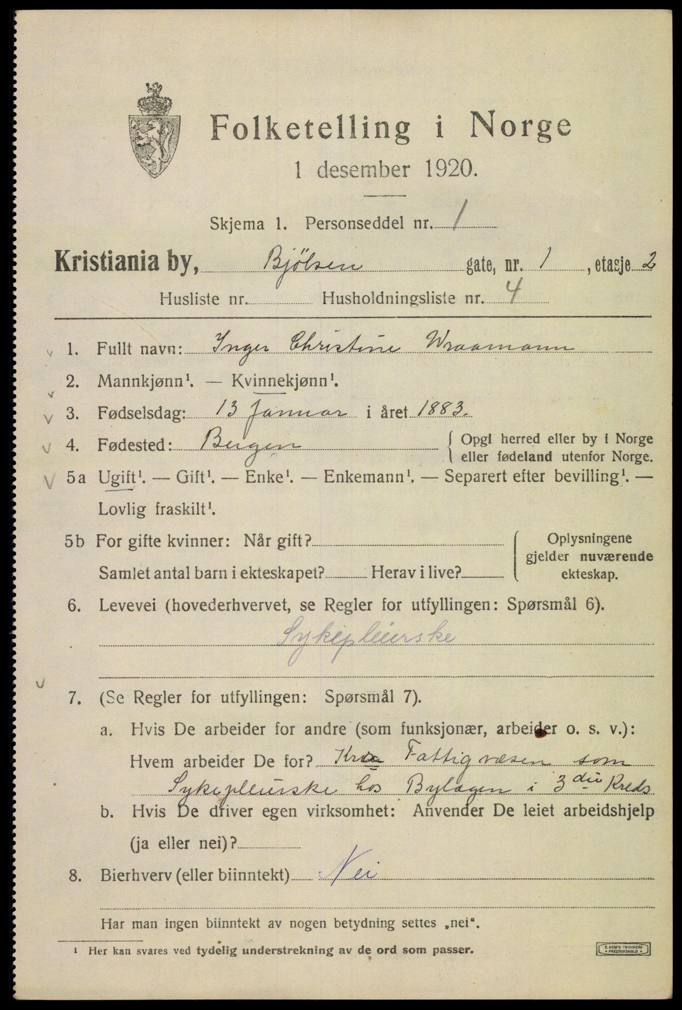 SAO, 1920 census for Kristiania, 1920, p. 162727