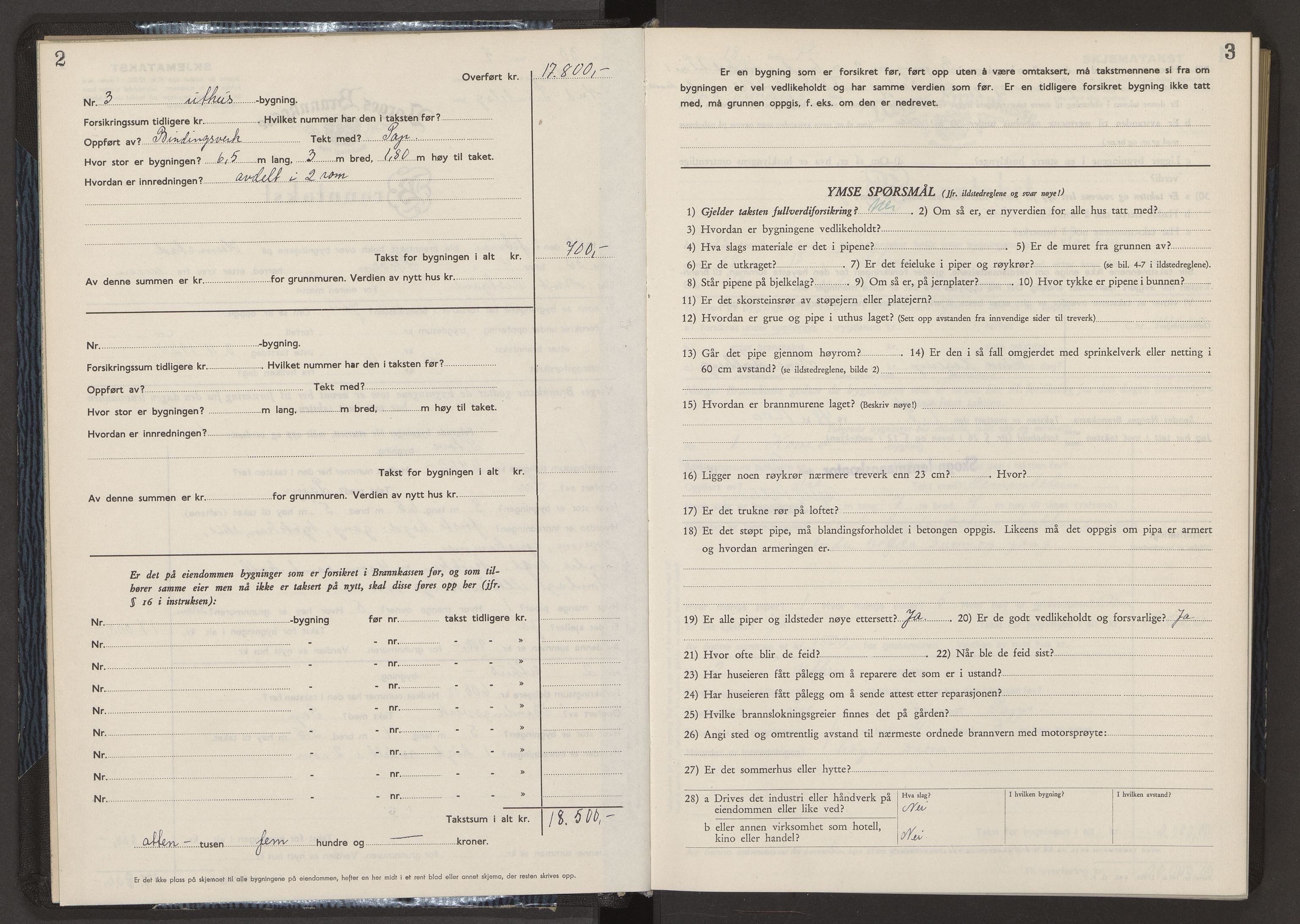 Norges Brannkasse Skogn, AV/SAT-A-5542/Fa/L0003: Branntakstprotokoll, 1953-1963