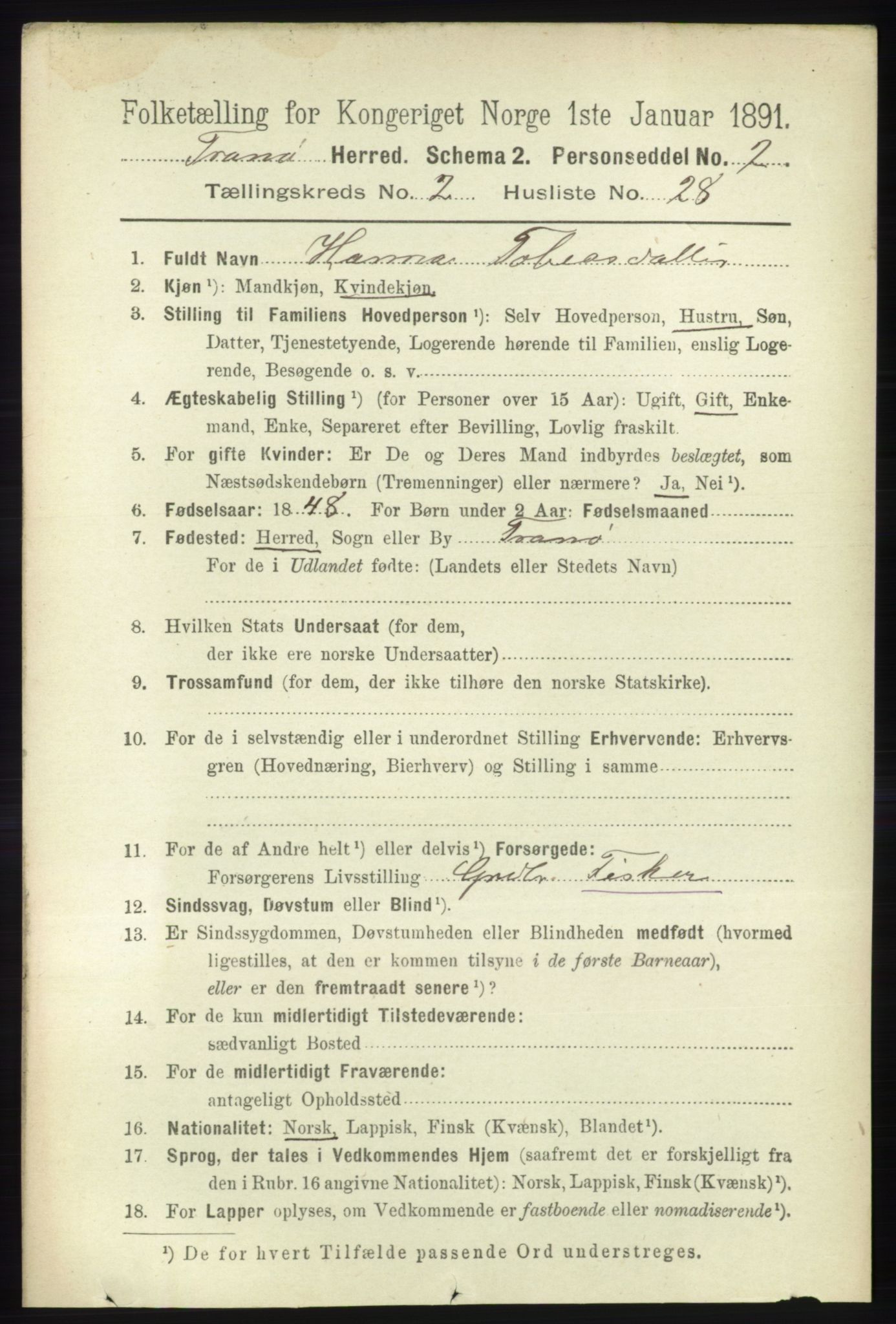 RA, 1891 census for 1927 Tranøy, 1891, p. 682