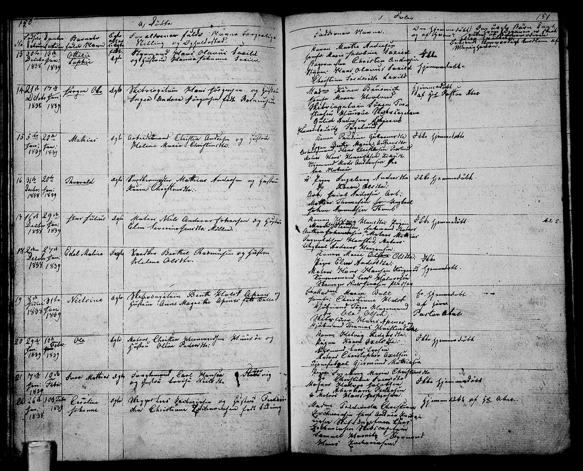 Tønsberg kirkebøker, AV/SAKO-A-330/G/Ga/L0002: Parish register (copy) no. 2, 1827-1854, p. 150-151