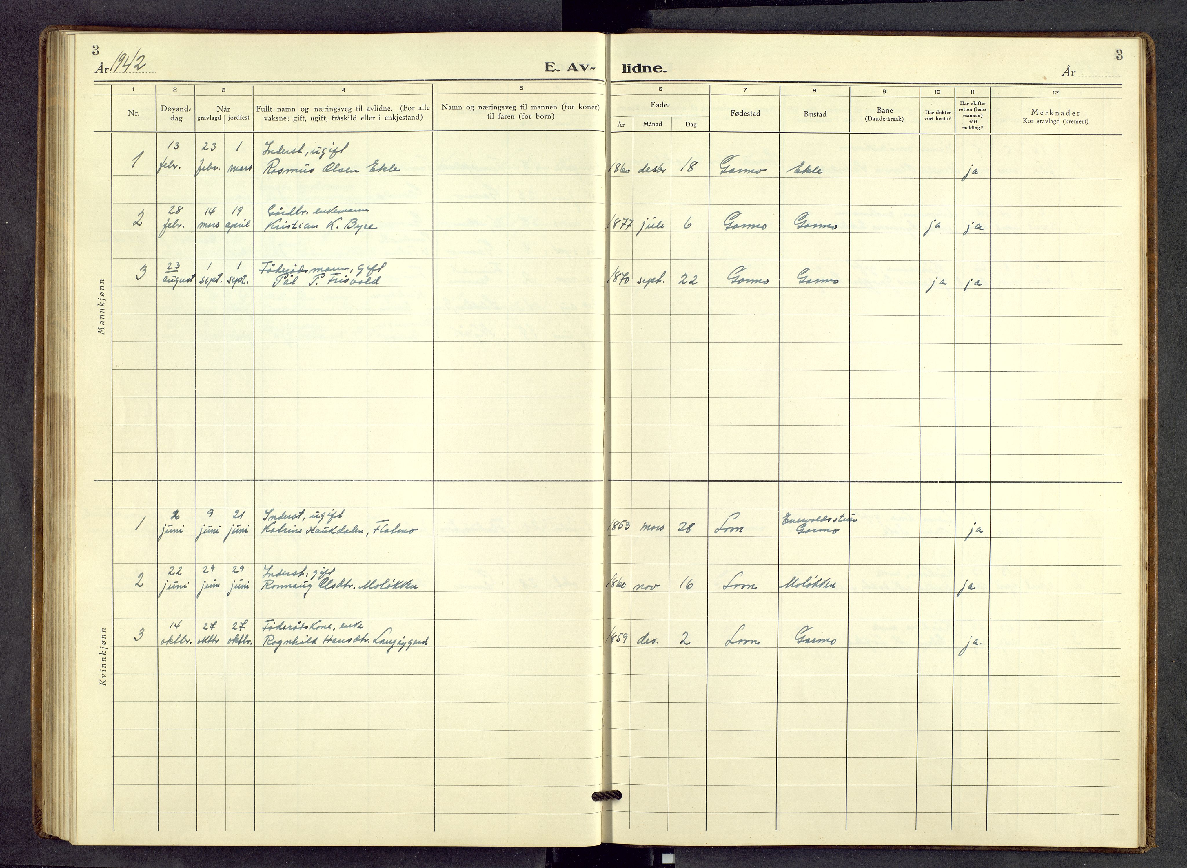 Lom prestekontor, AV/SAH-PREST-070/L/L0010: Parish register (copy) no. 10, 1940-1963, p. 3