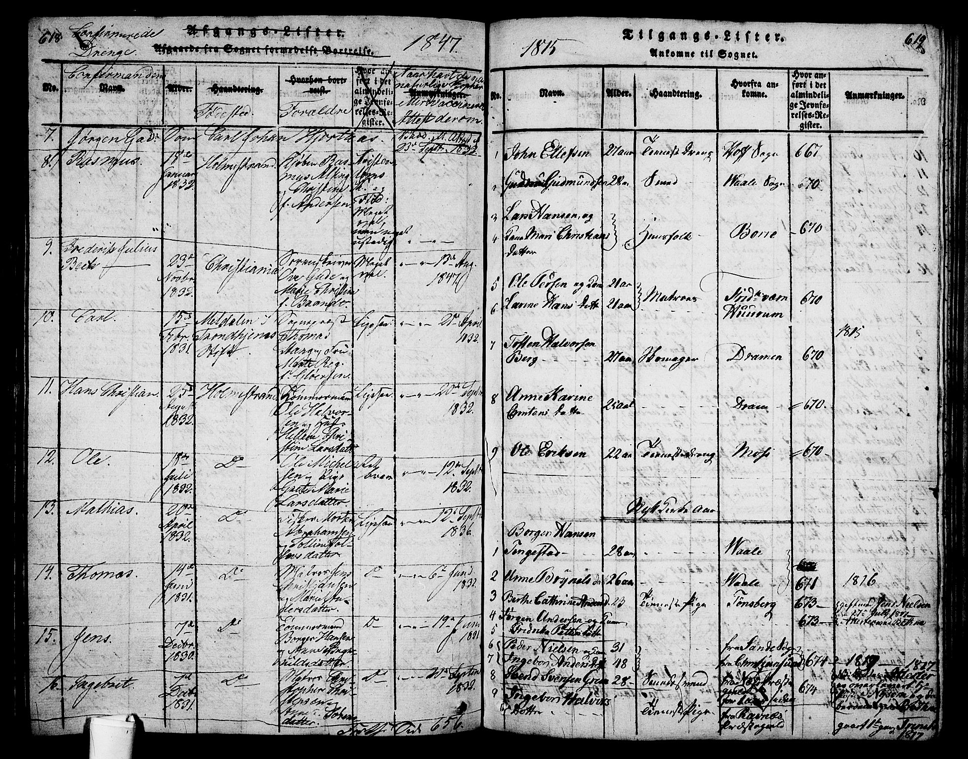 Holmestrand kirkebøker, AV/SAKO-A-346/G/Ga/L0001: Parish register (copy) no. 1, 1814-1848, p. 618-619