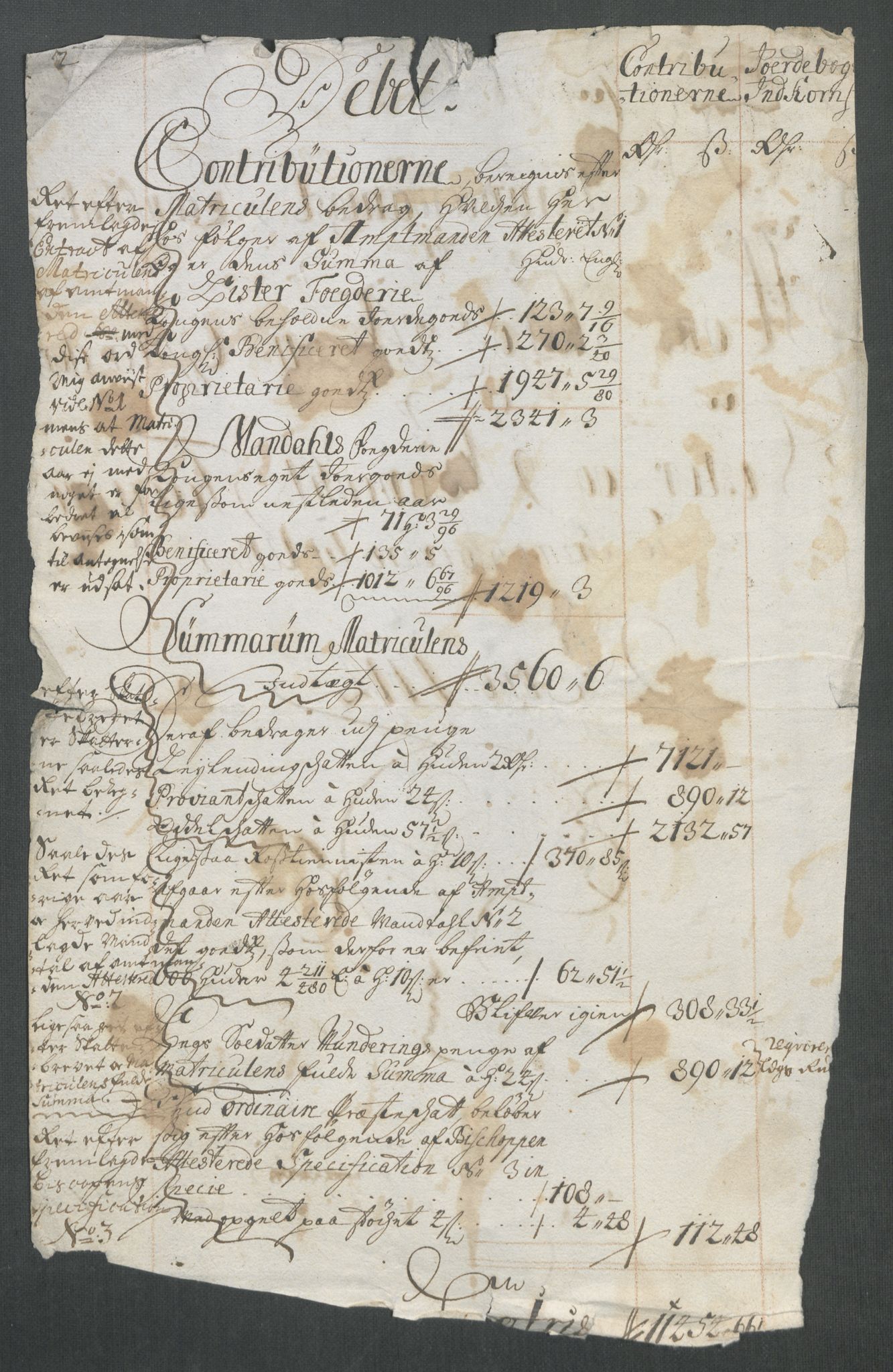 Rentekammeret inntil 1814, Reviderte regnskaper, Fogderegnskap, RA/EA-4092/R43/L2558: Fogderegnskap Lista og Mandal, 1714, p. 4