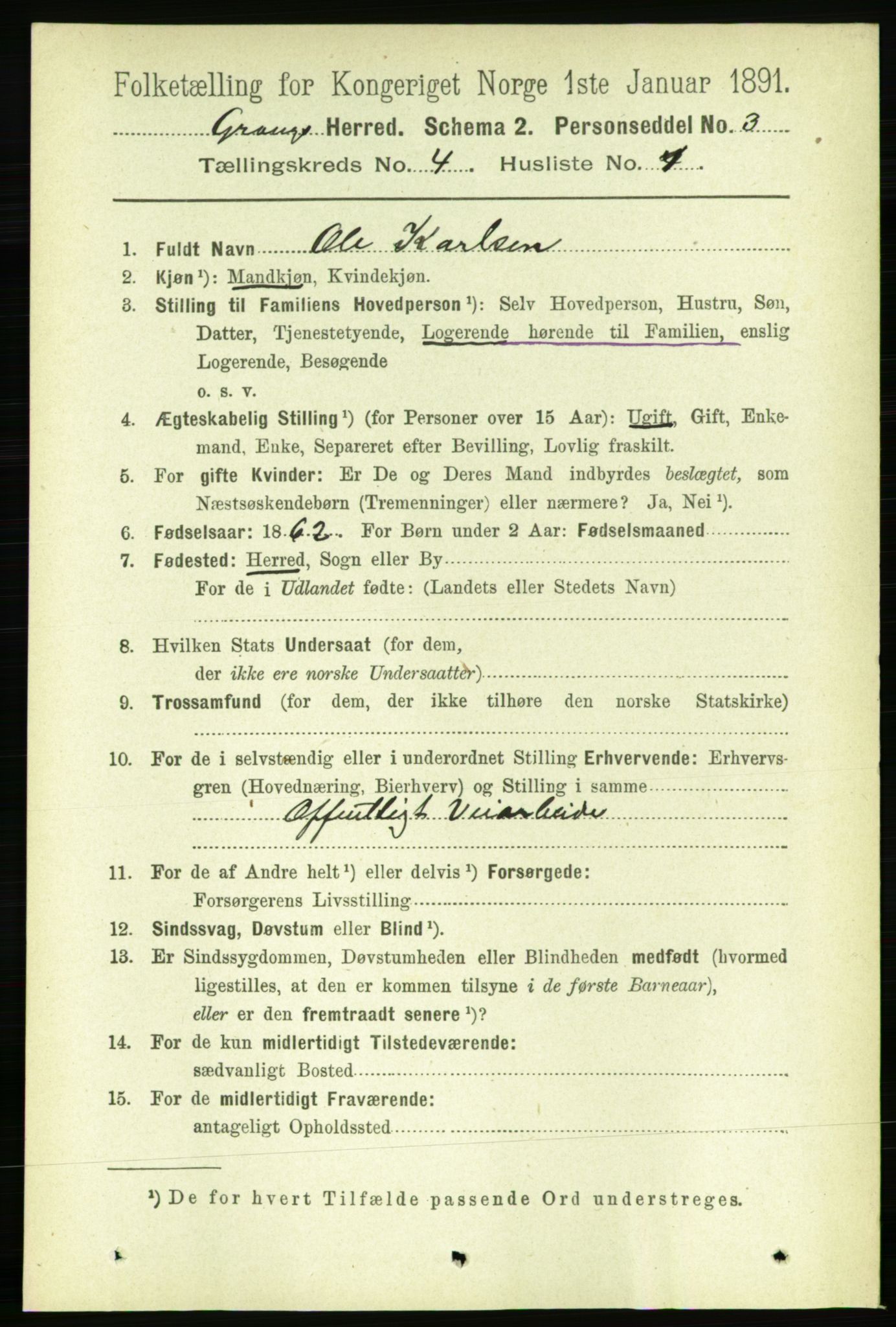 RA, 1891 census for 1742 Grong, 1891, p. 1495