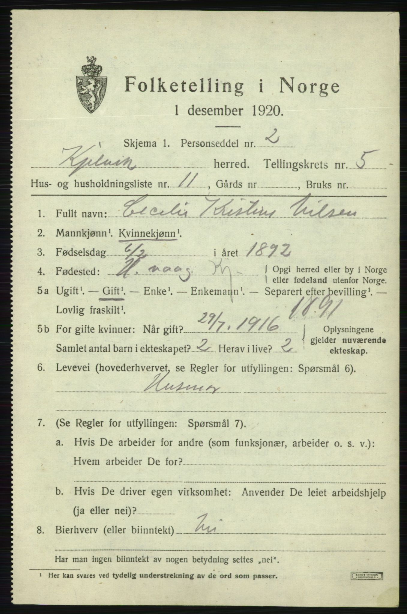 SATØ, 1920 census for Kjelvik, 1920, p. 2375