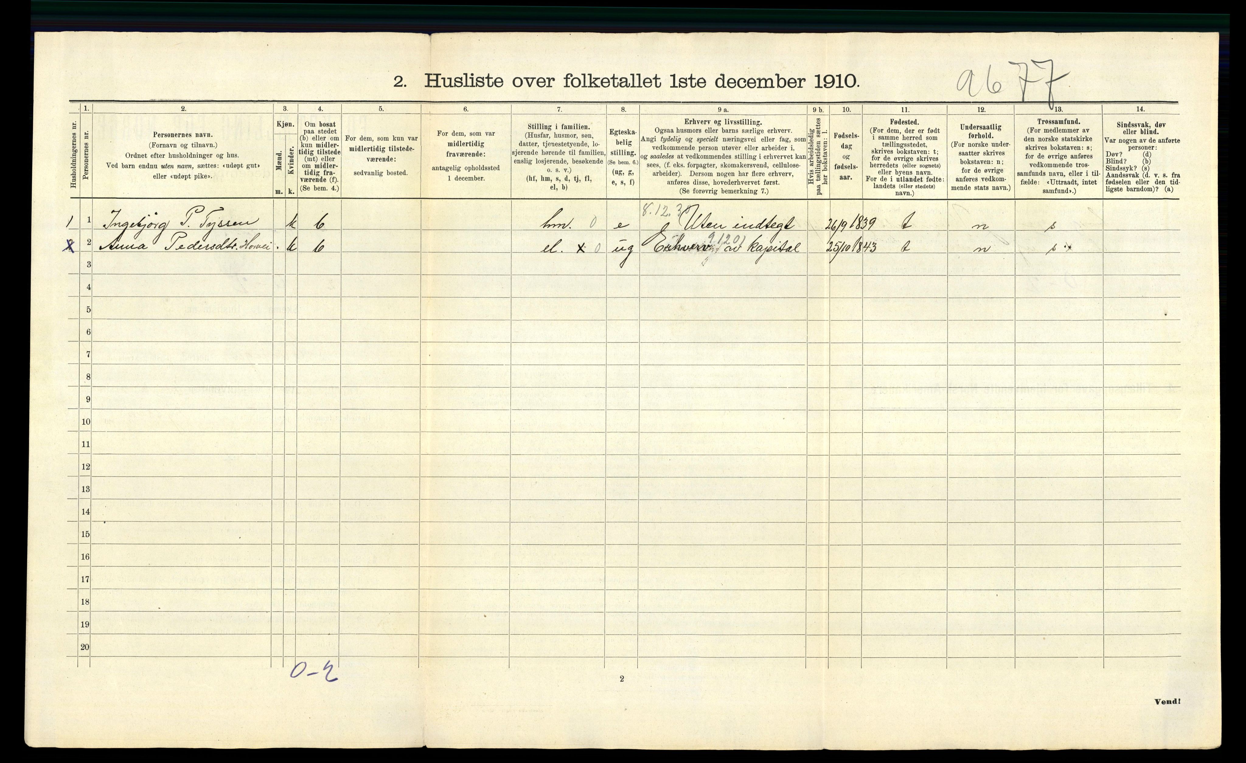 RA, 1910 census for Evanger, 1910, p. 56