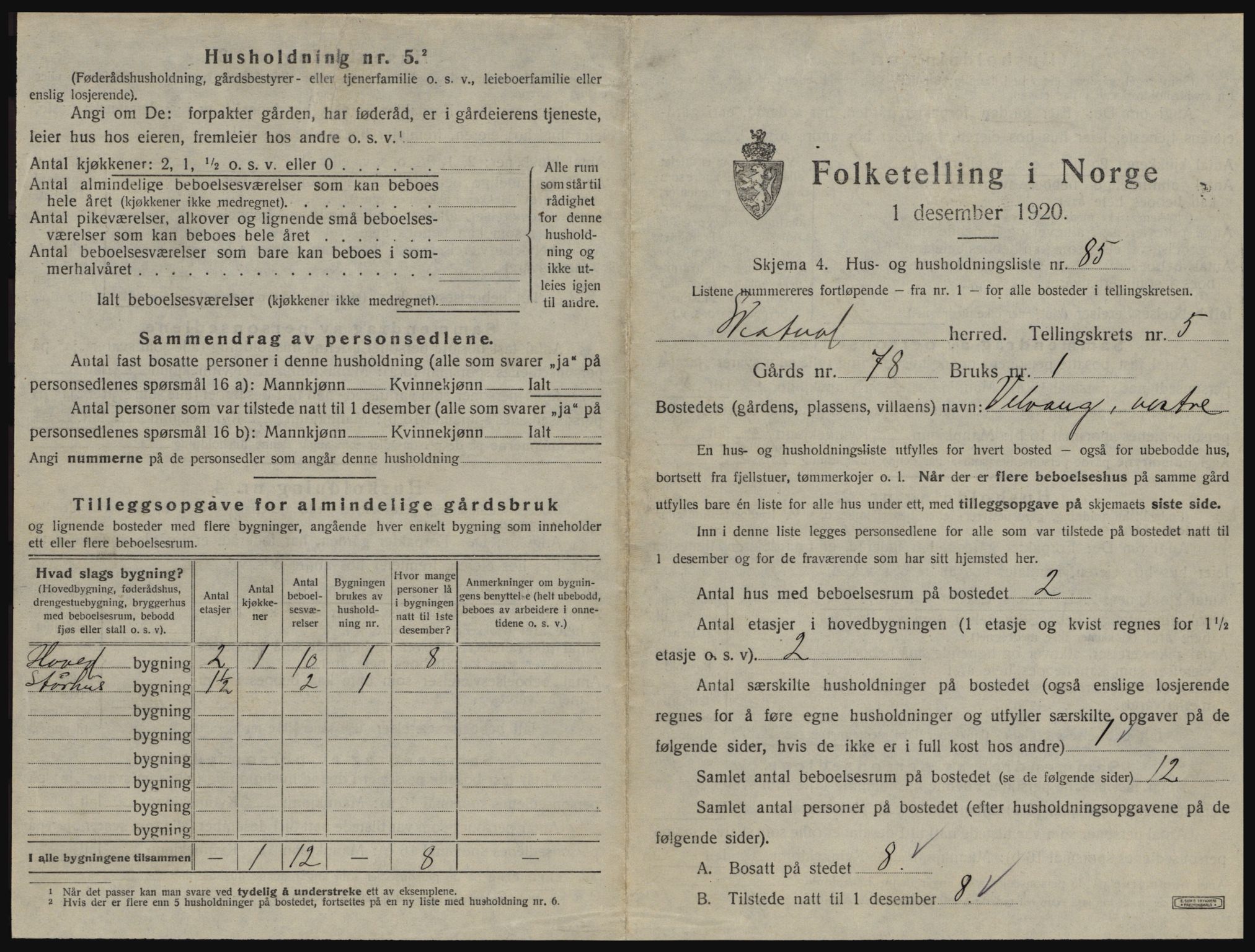 SAT, 1920 census for Skatval, 1920, p. 715