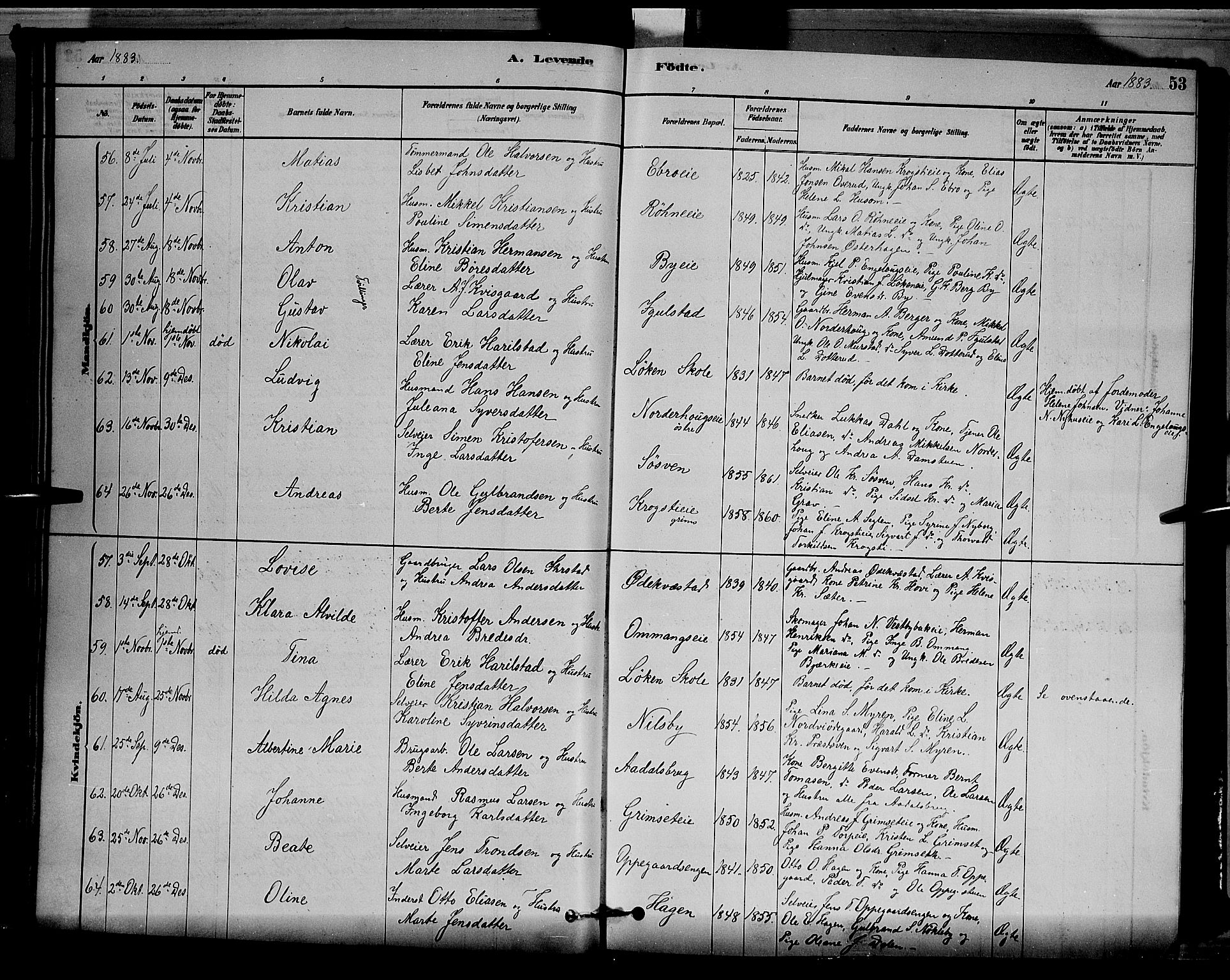 Løten prestekontor, AV/SAH-PREST-022/L/La/L0005: Parish register (copy) no. 5, 1878-1891, p. 53