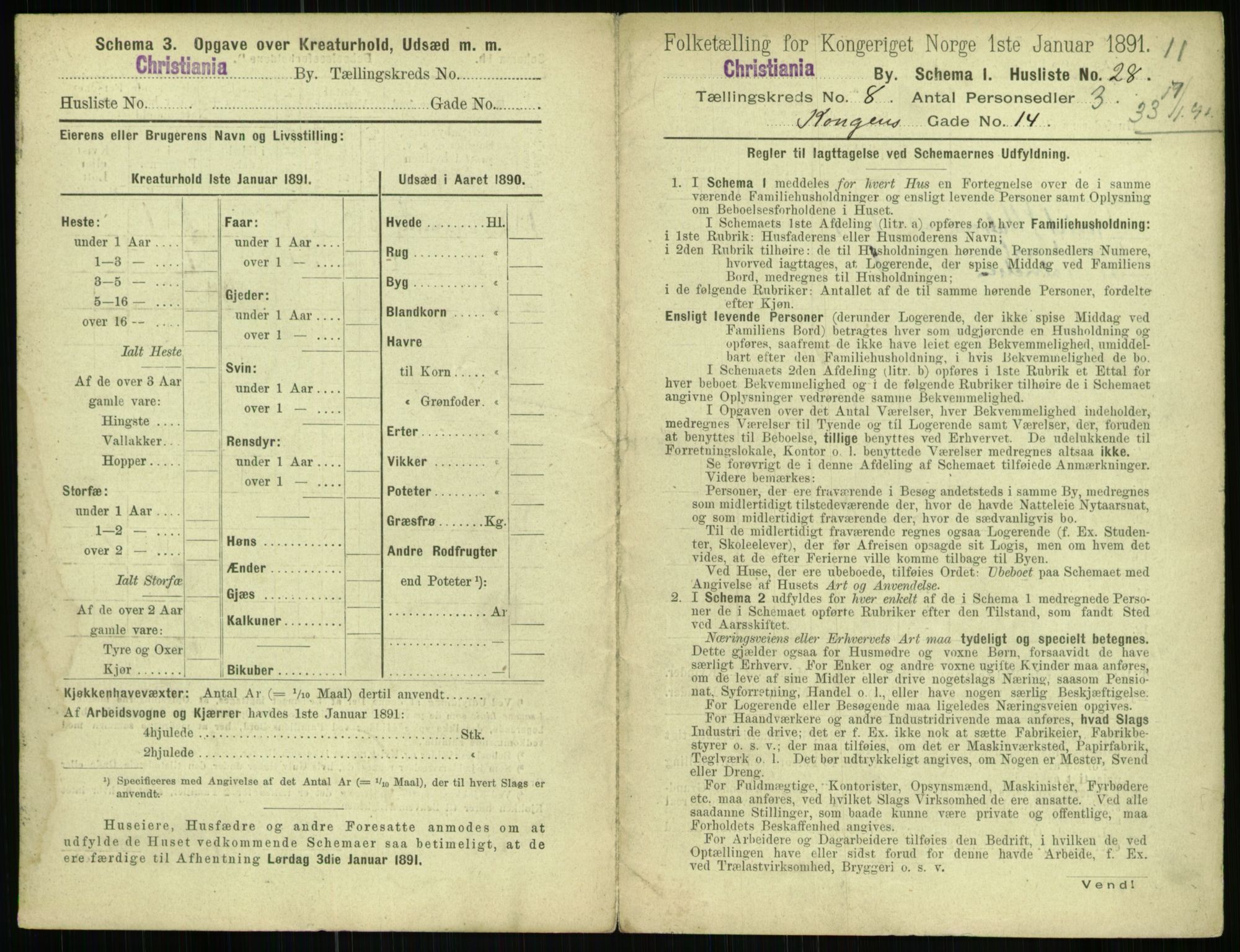 RA, 1891 census for 0301 Kristiania, 1891, p. 3318