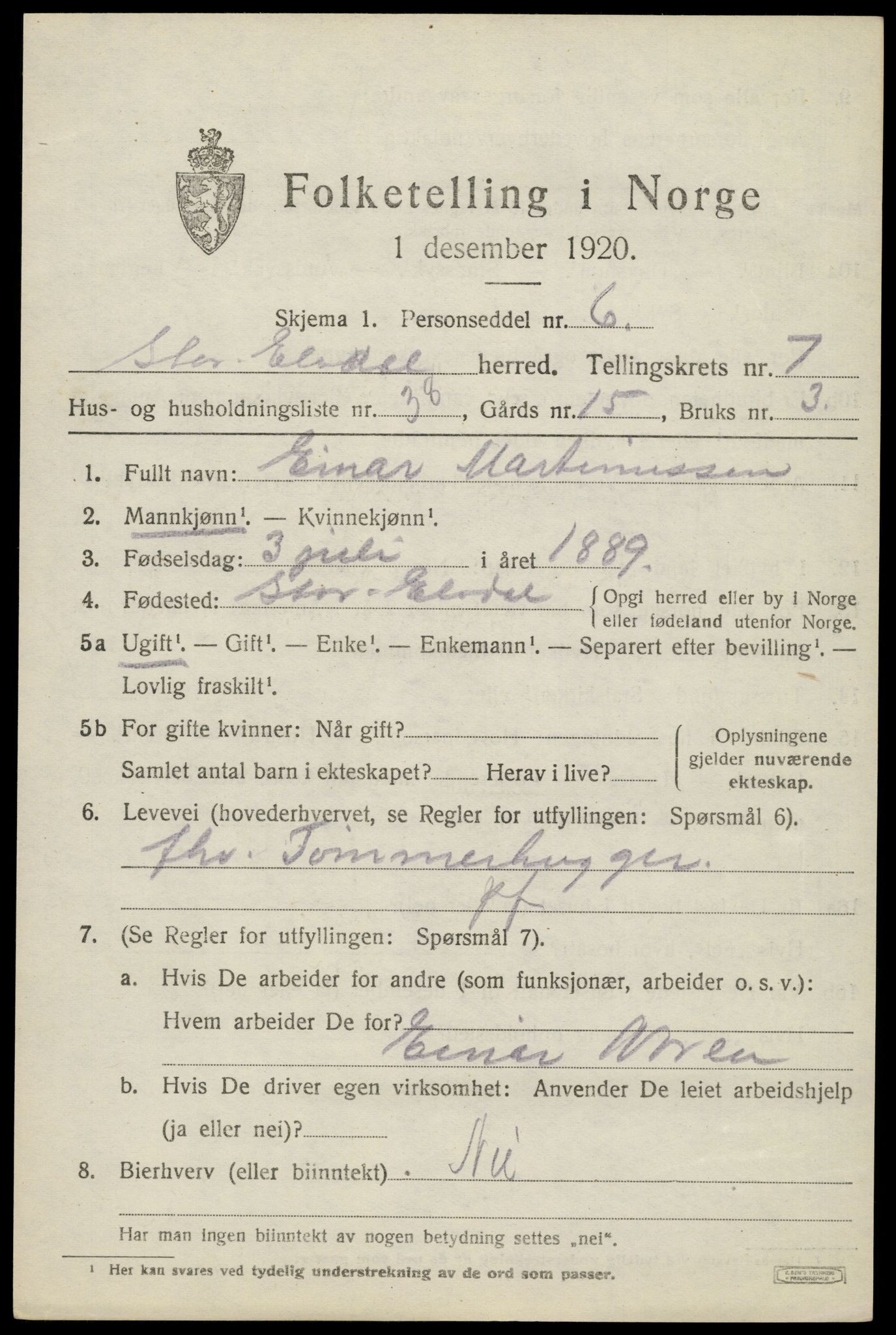 SAH, 1920 census for Stor-Elvdal, 1920, p. 6234