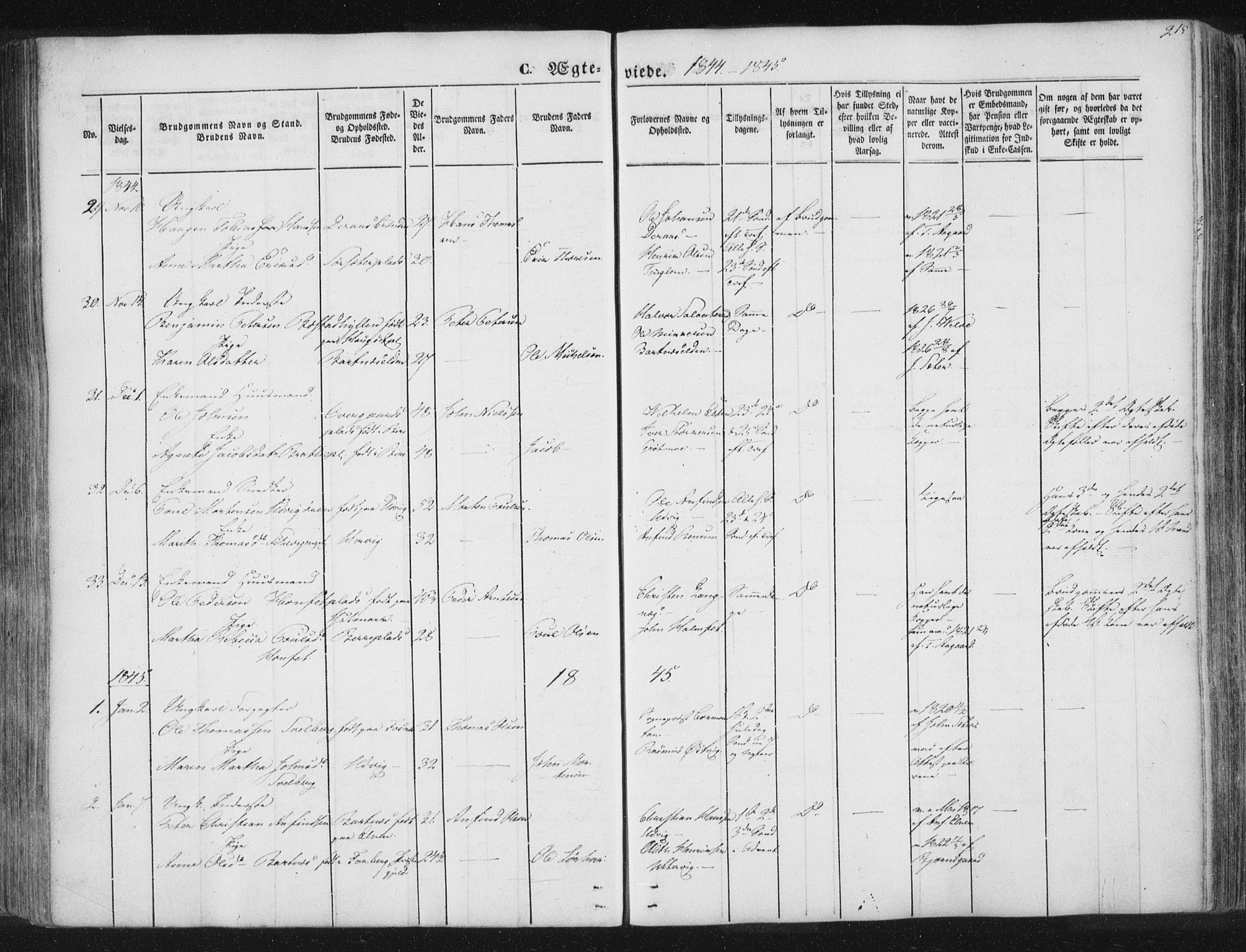 Ministerialprotokoller, klokkerbøker og fødselsregistre - Nord-Trøndelag, AV/SAT-A-1458/741/L0392: Parish register (official) no. 741A06, 1836-1848, p. 215