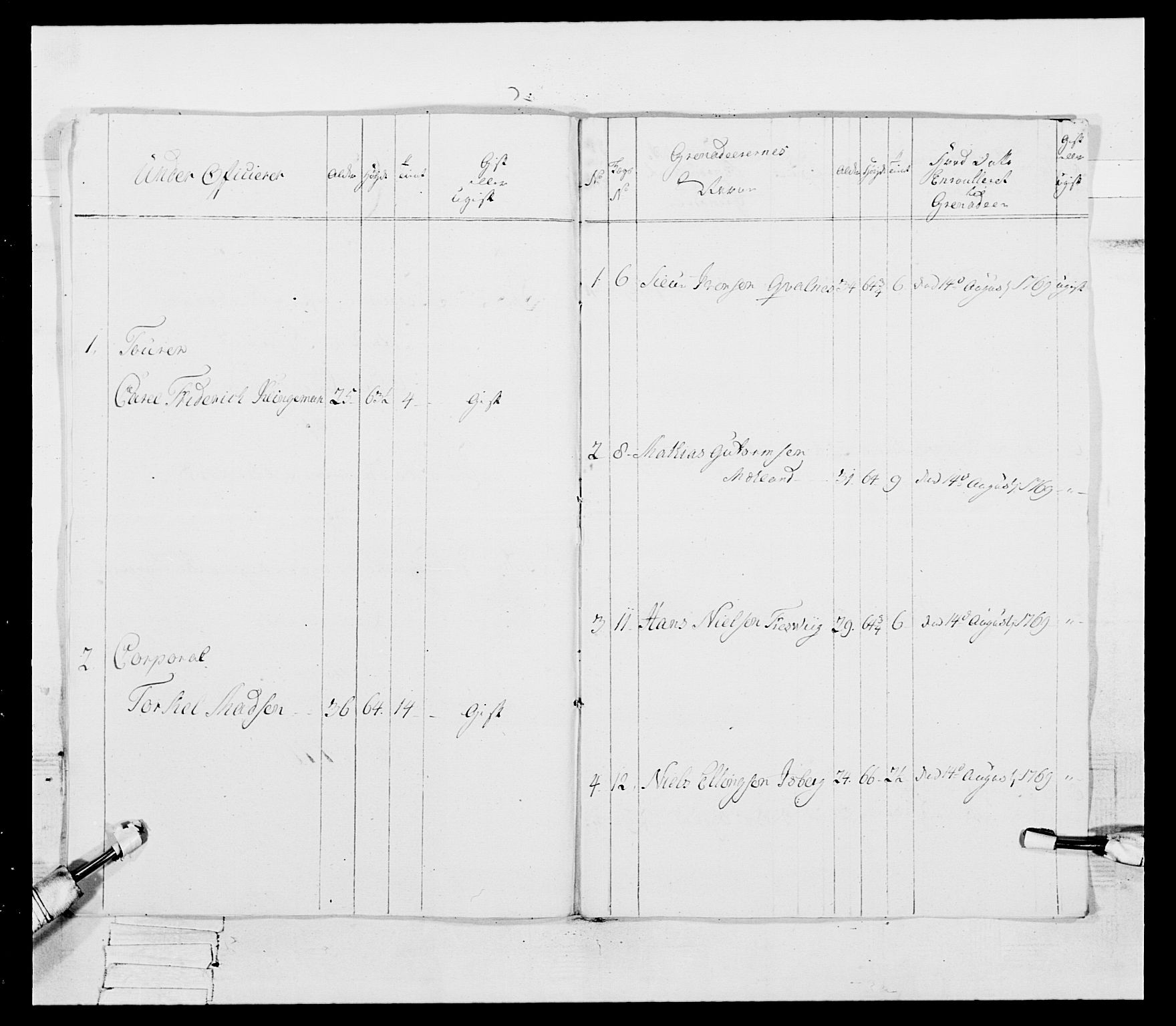 Generalitets- og kommissariatskollegiet, Det kongelige norske kommissariatskollegium, AV/RA-EA-5420/E/Eh/L0092: 2. Bergenhusiske nasjonale infanteriregiment, 1769-1771, p. 444