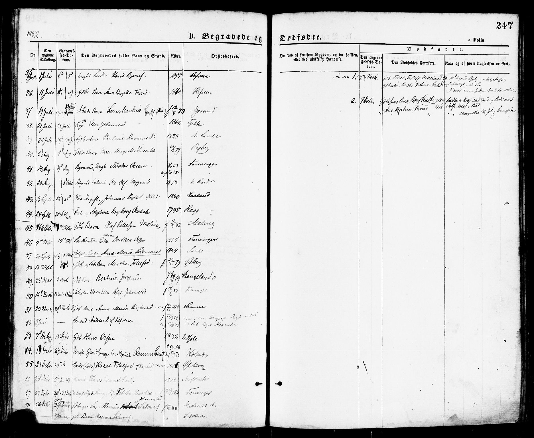 Håland sokneprestkontor, SAST/A-101802/001/30BA/L0009: Parish register (official) no. A 8, 1871-1882, p. 247